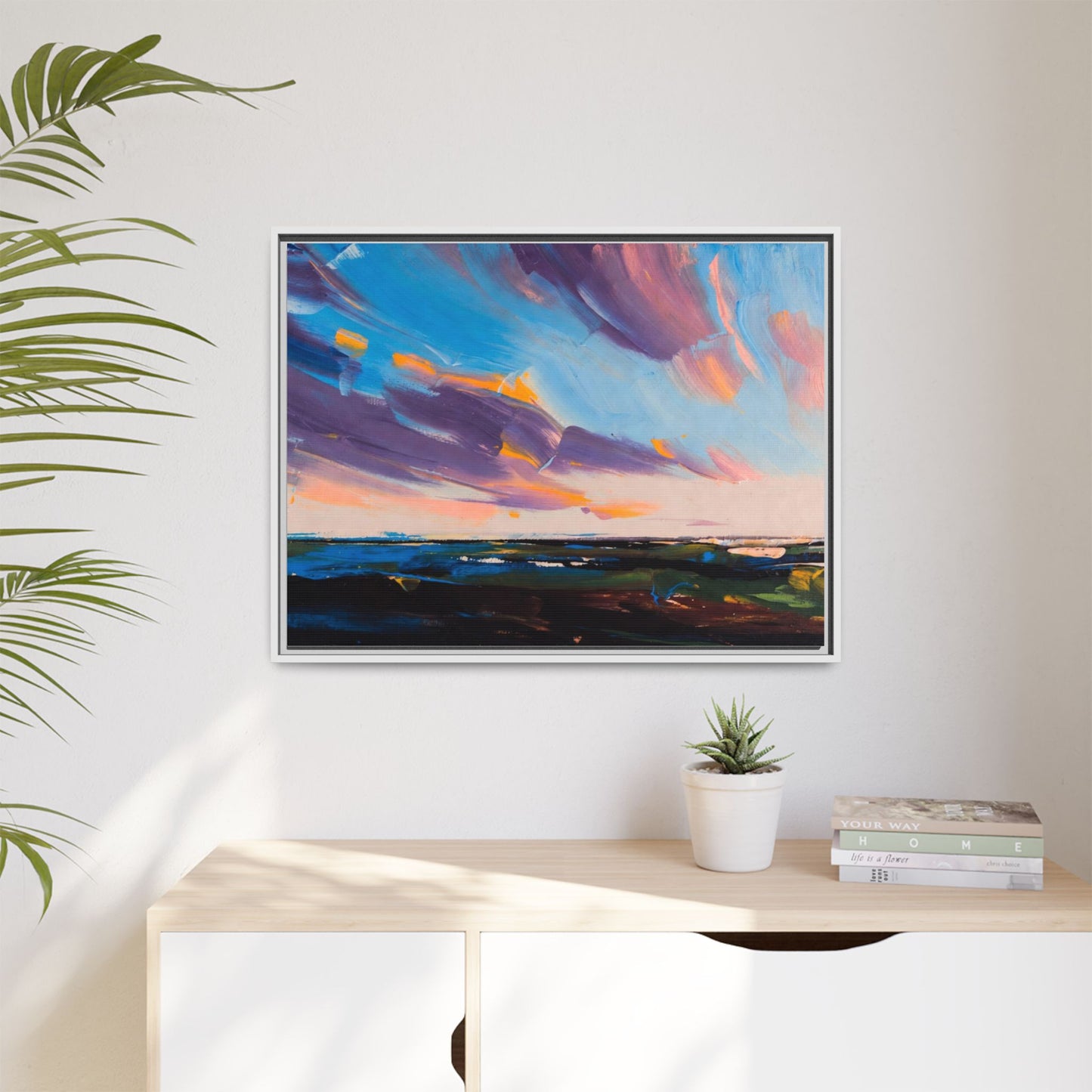 Framed Matte Canvas Abstract Seascape Sunset Art Print