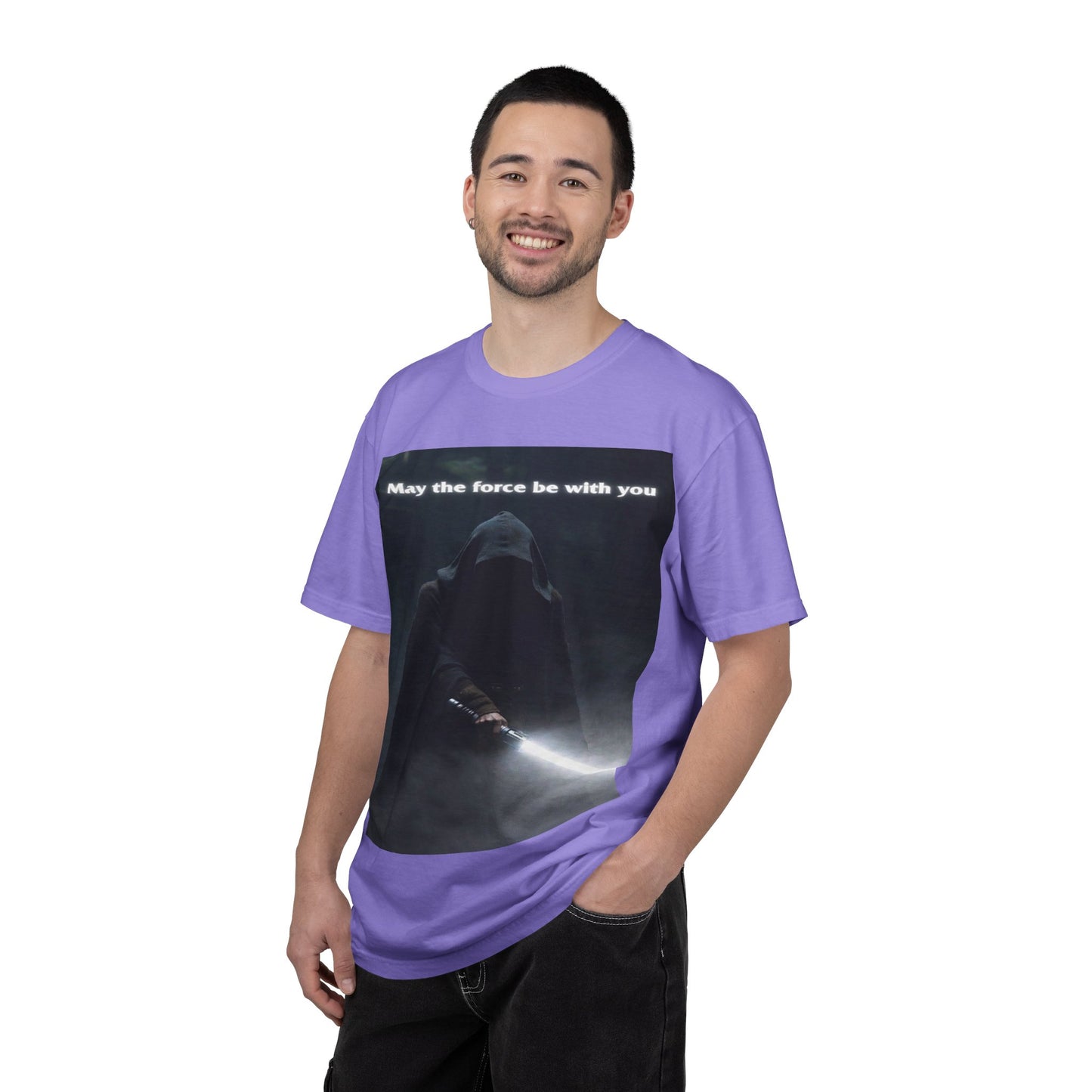 May the Force Be With You T-Shirt — Dark Hooded Lightsaber Graphic Tee