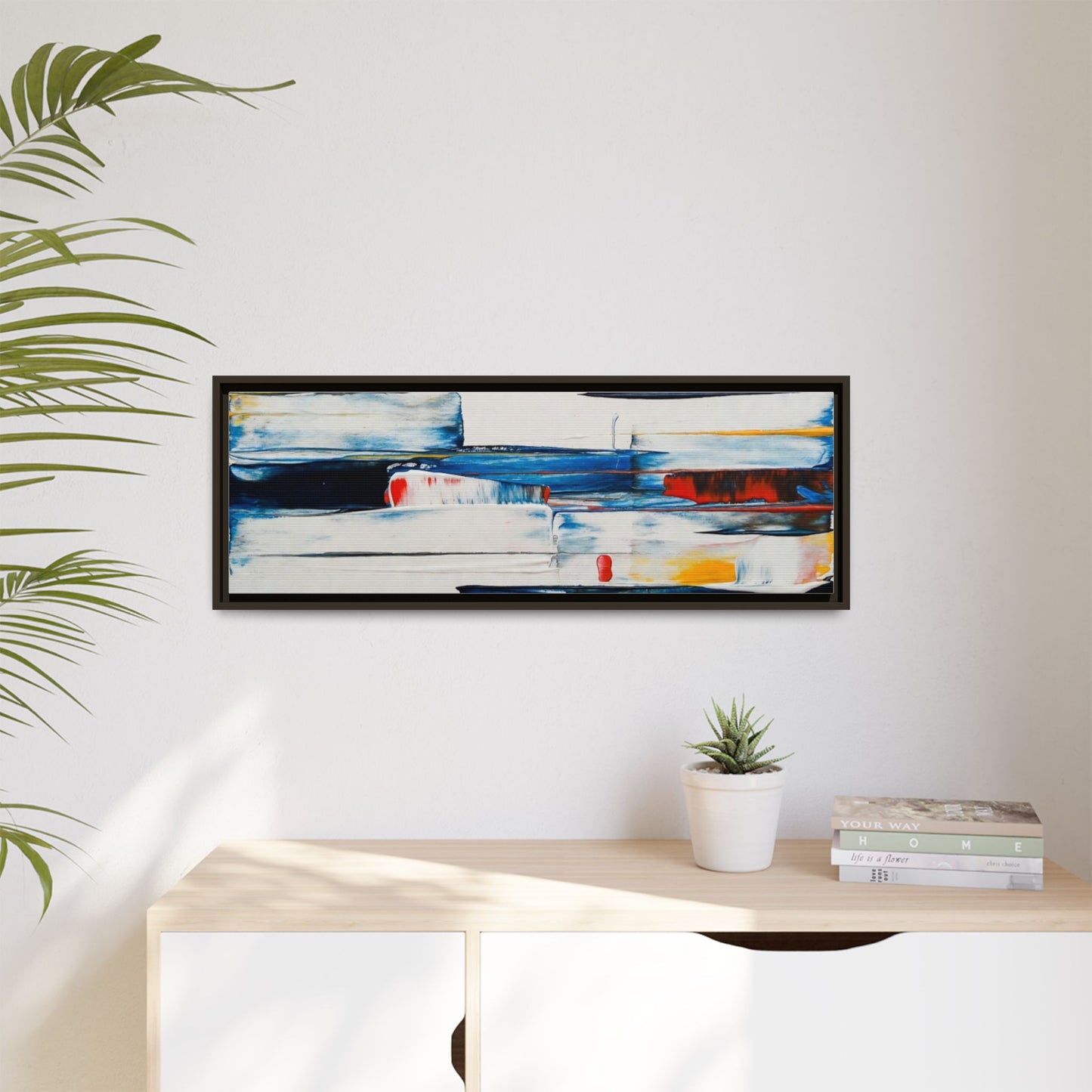 Abstract Coastal Brushstrokes Framed Canvas Print