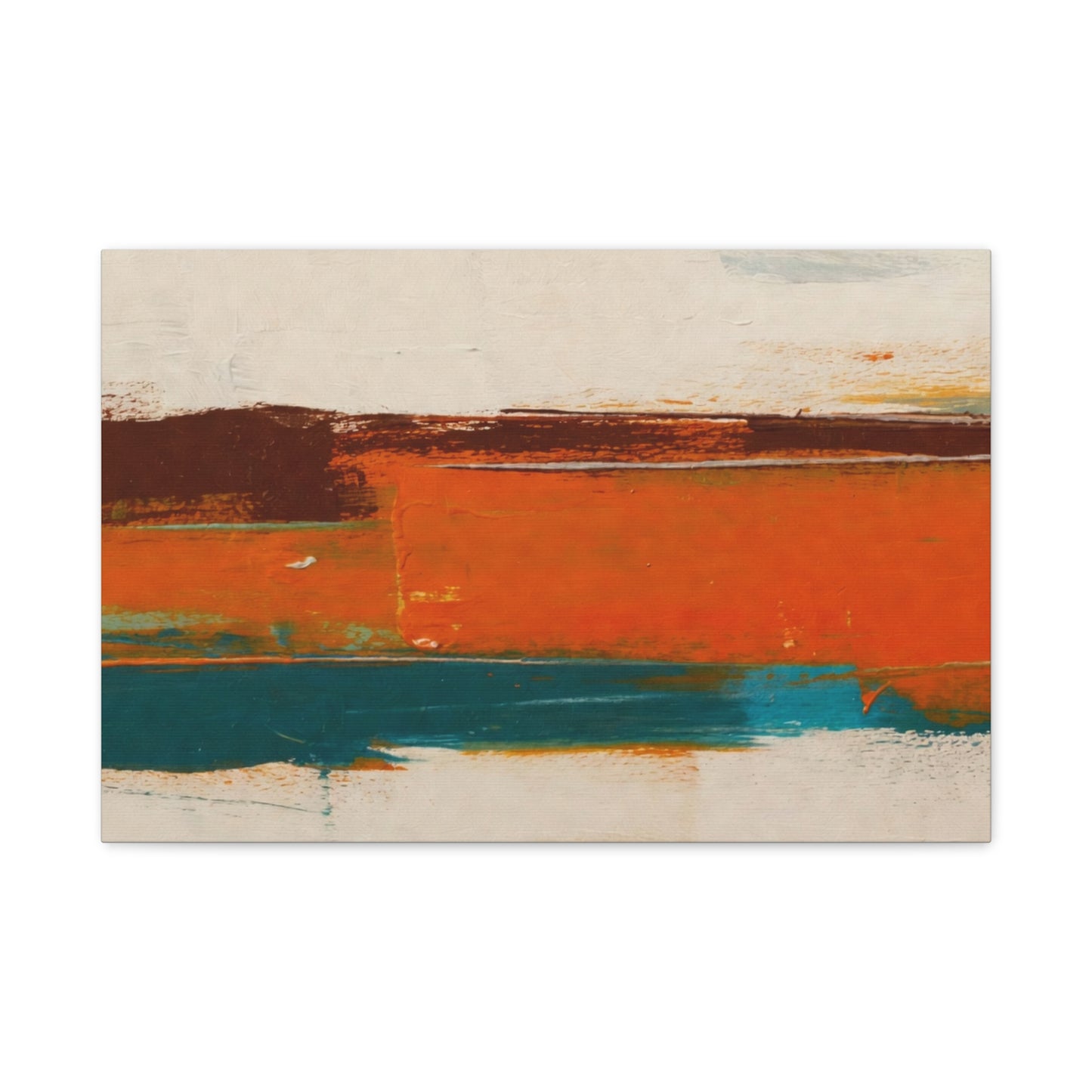 Abstract Orange & Teal Matte Canvas Wall Art — Stretched 1.25"