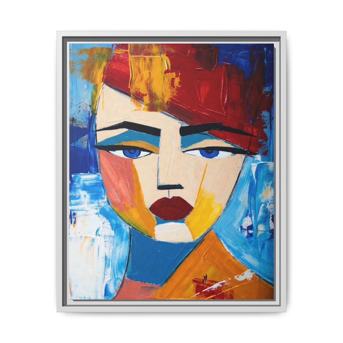 Abstract Colorful Portrait Framed Canvas Art