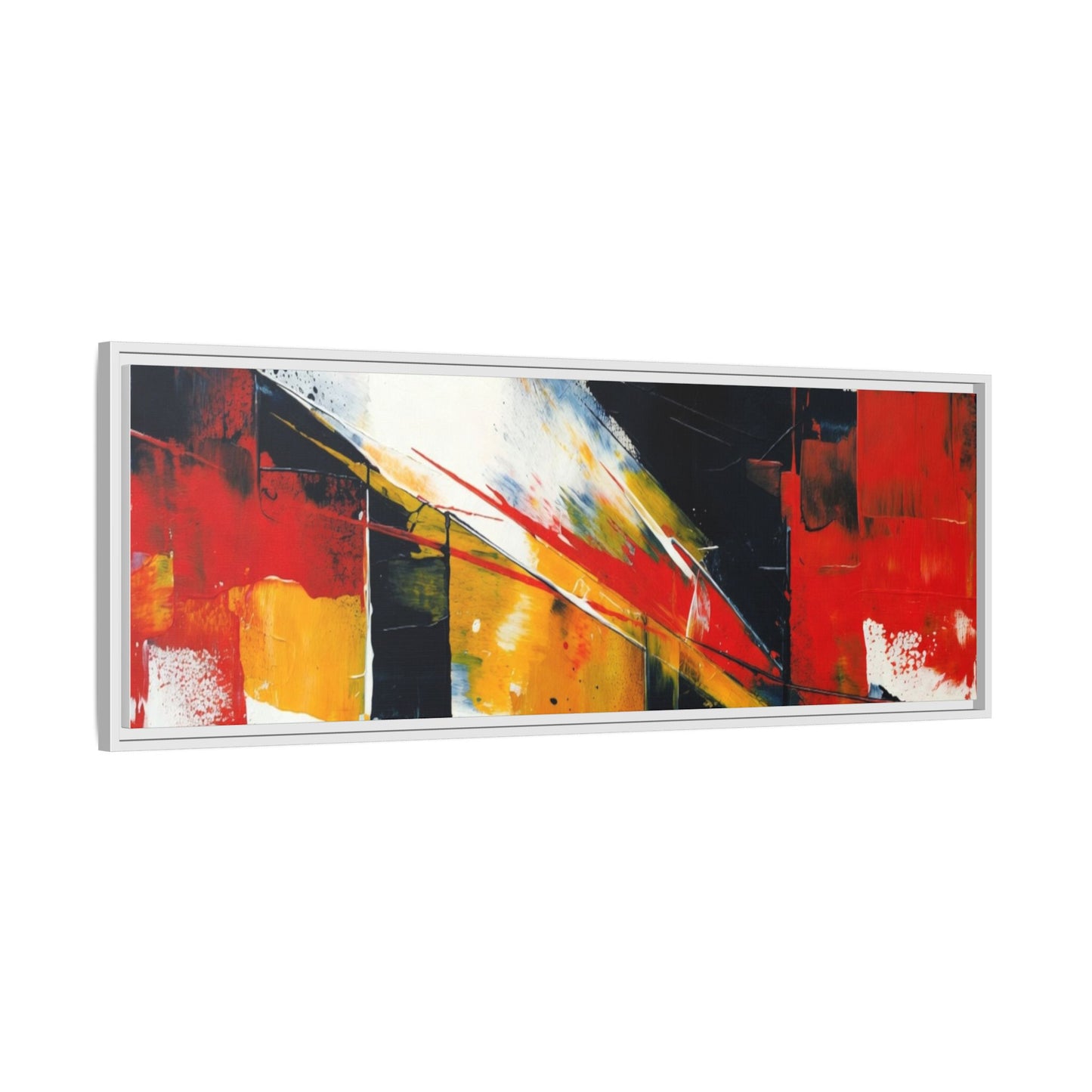 Abstract Red & Black Framed Canvas Print — Modern Geometric Wall Art