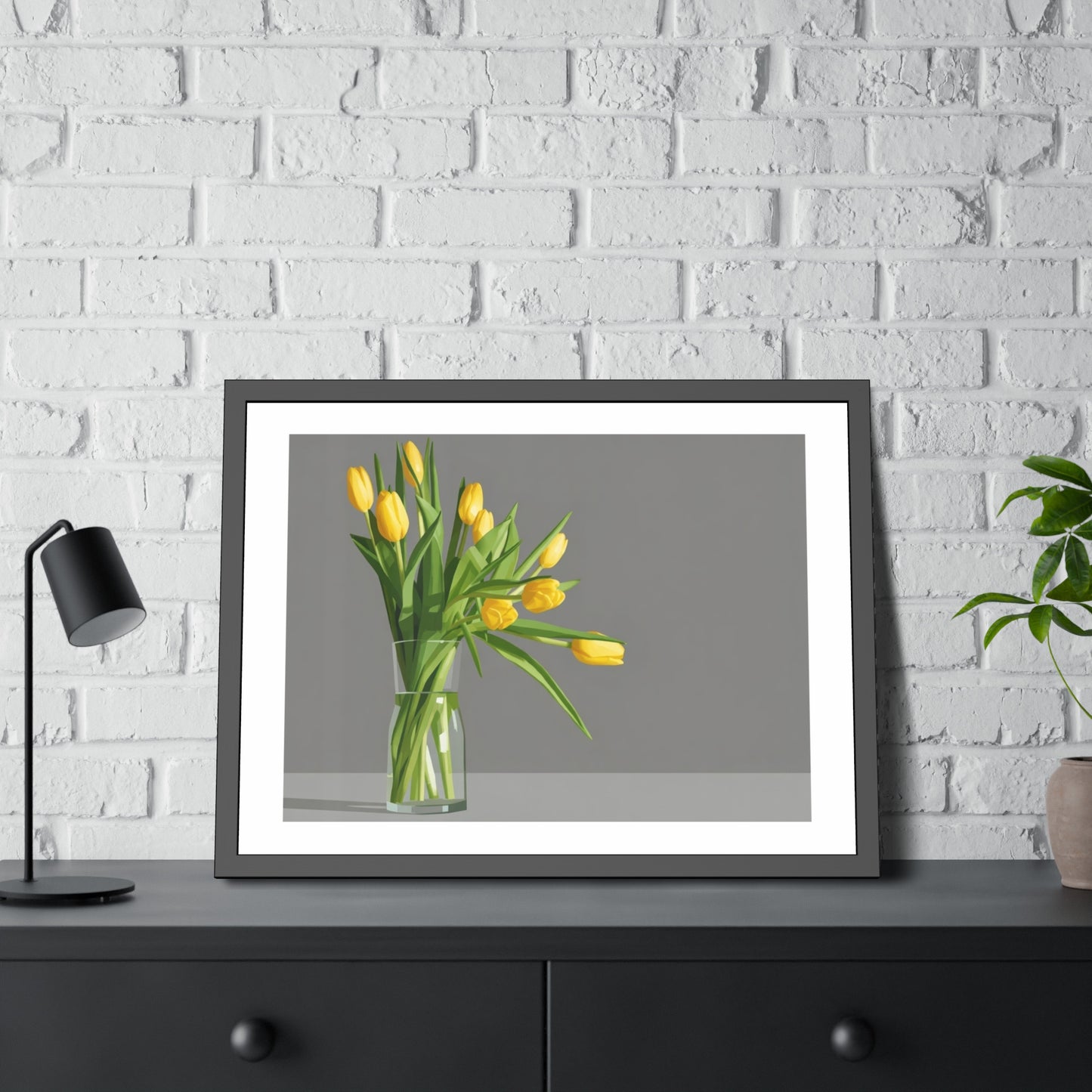 Yellow Tulip Framed Print — Modern Botanical Wall Art