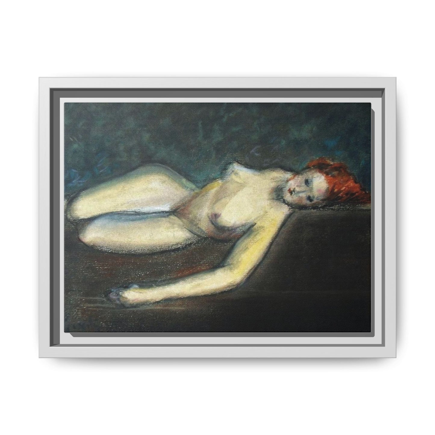 Lying nude by Paul Gosselin Framed Matte Canvas Wall Art Print