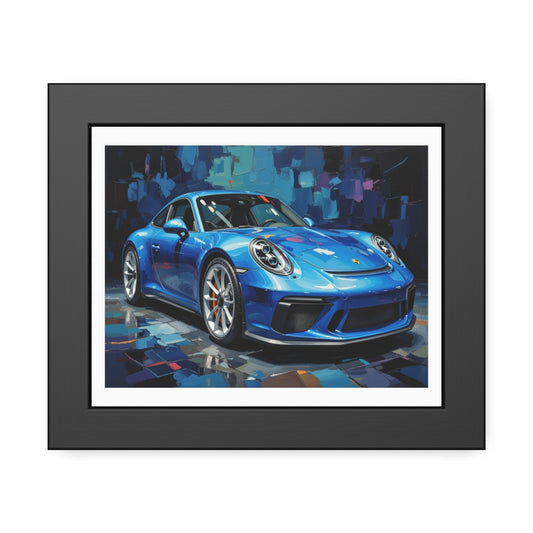 Blue Sports Car Framed Poster — Modern Automotive Wall Art