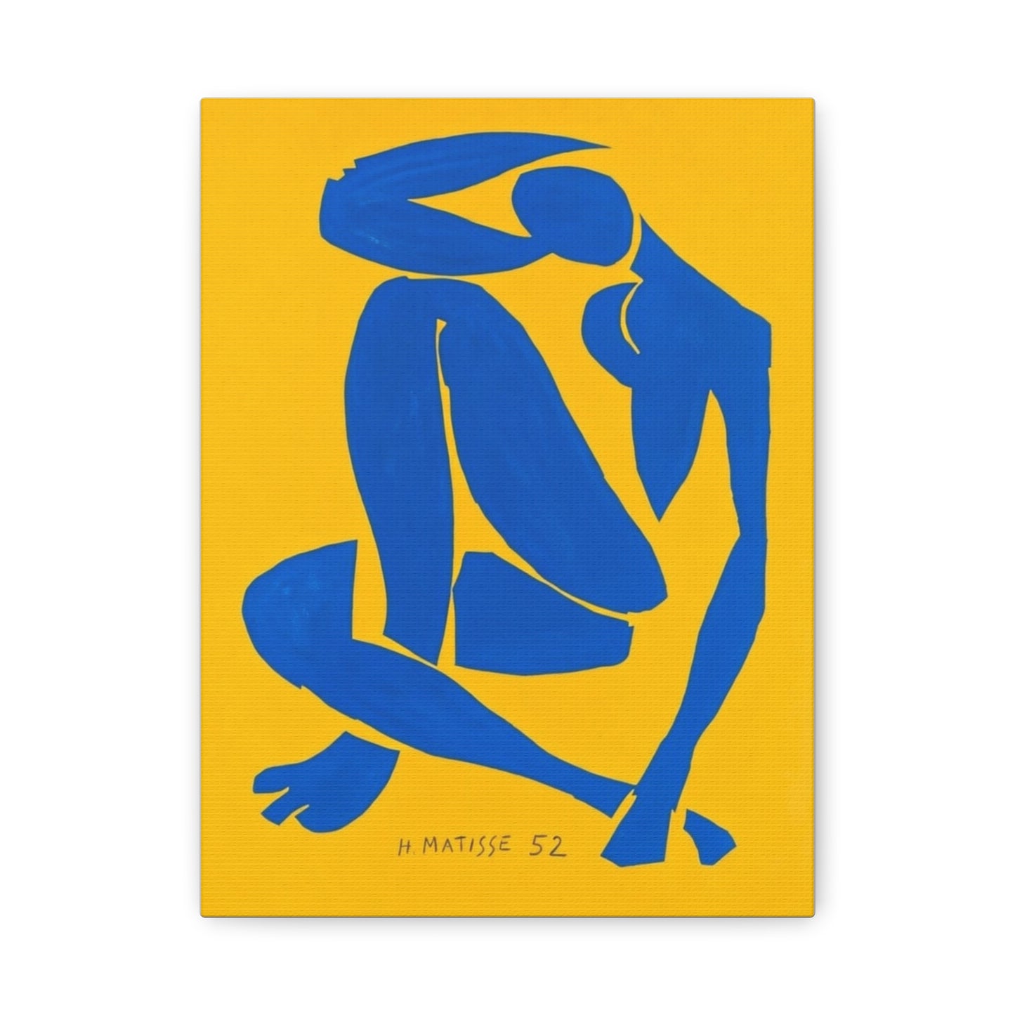 Blue Matisse Nude Silhouette Matte Canvas Print — Modern Yellow Wall Art