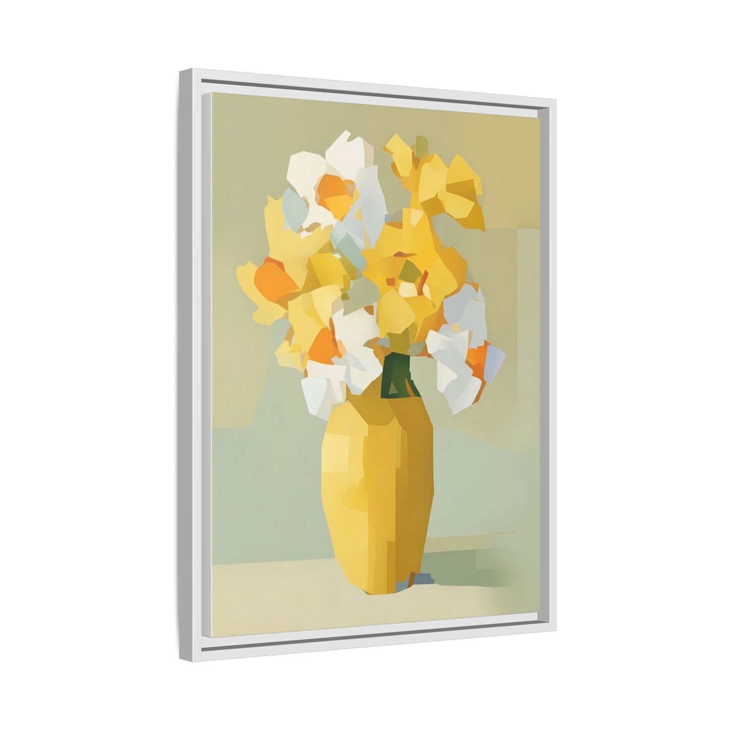 Framed Floral Canvas Print — Yellow Vase Bouquet Wall Art