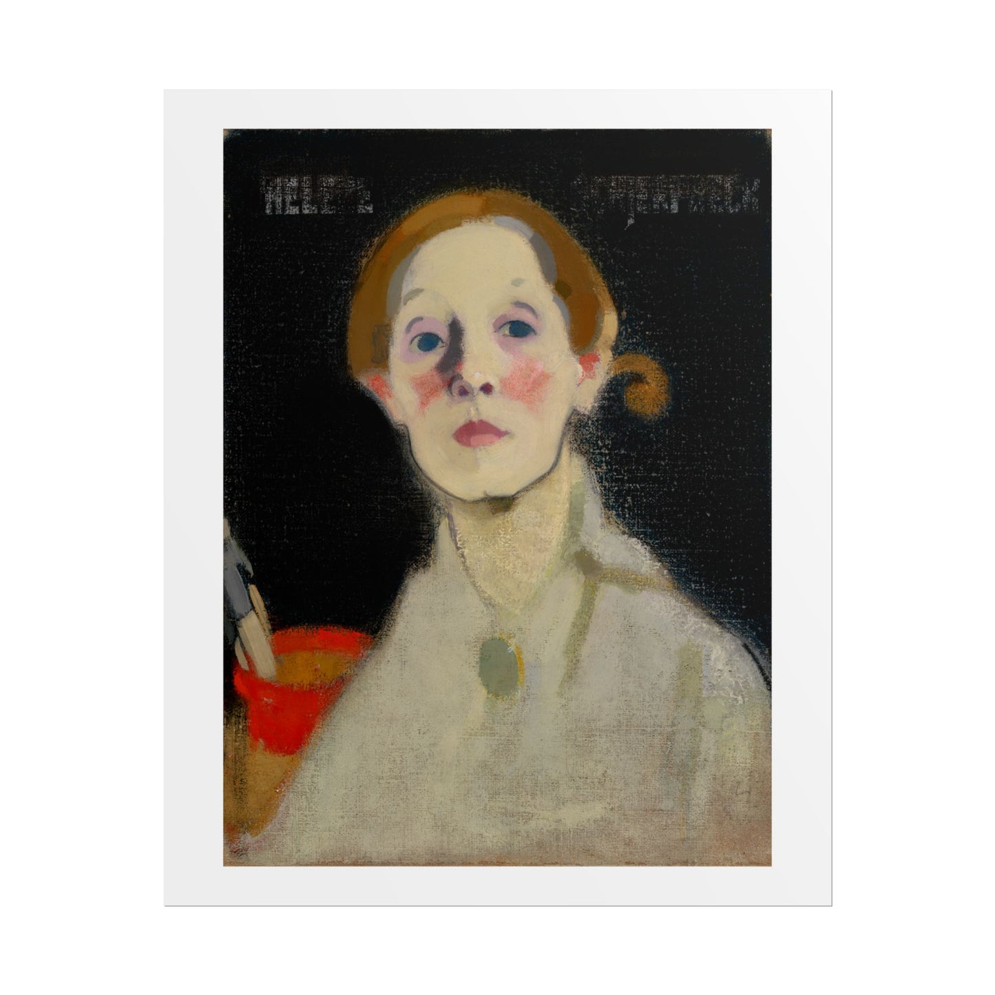 Self-Portrait Black Background by Helene Schjerfbeck Wall Art Print