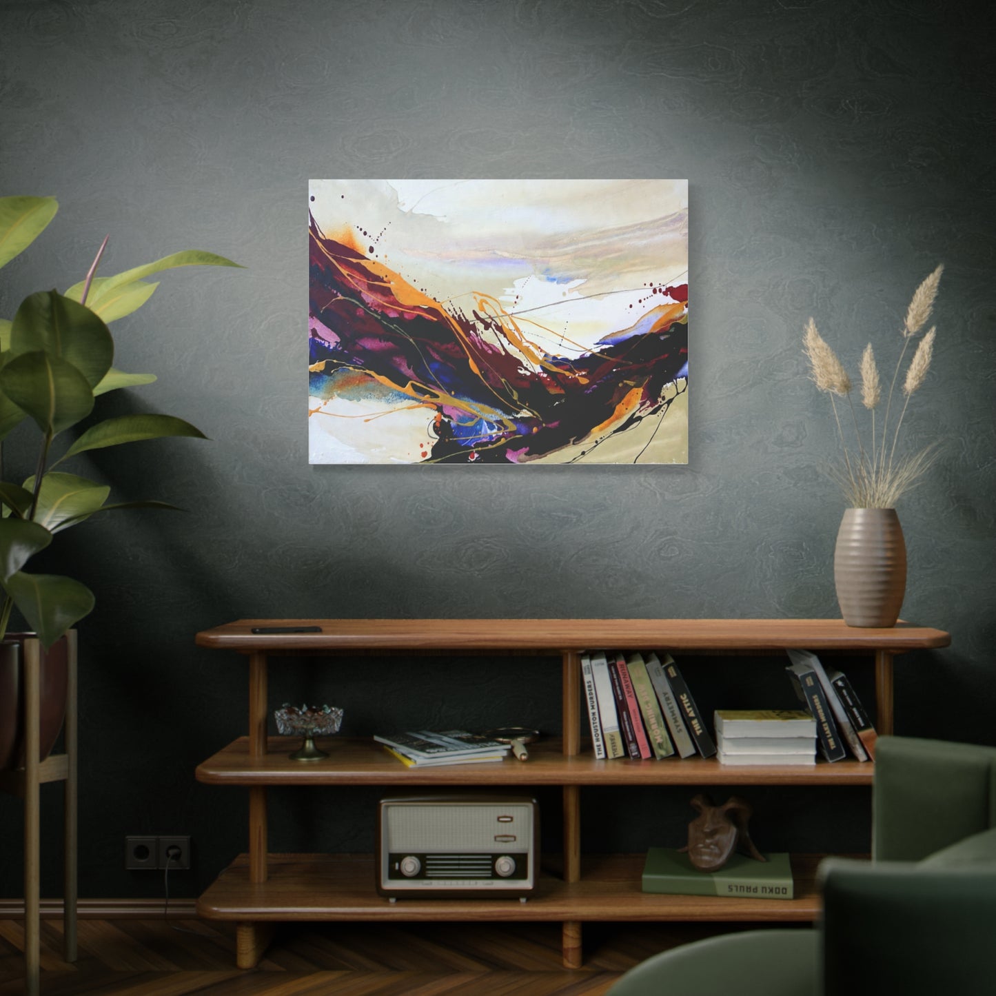 Abstract Color Flow Matte Stretched Canvas – Vibrant Modern Wall Art