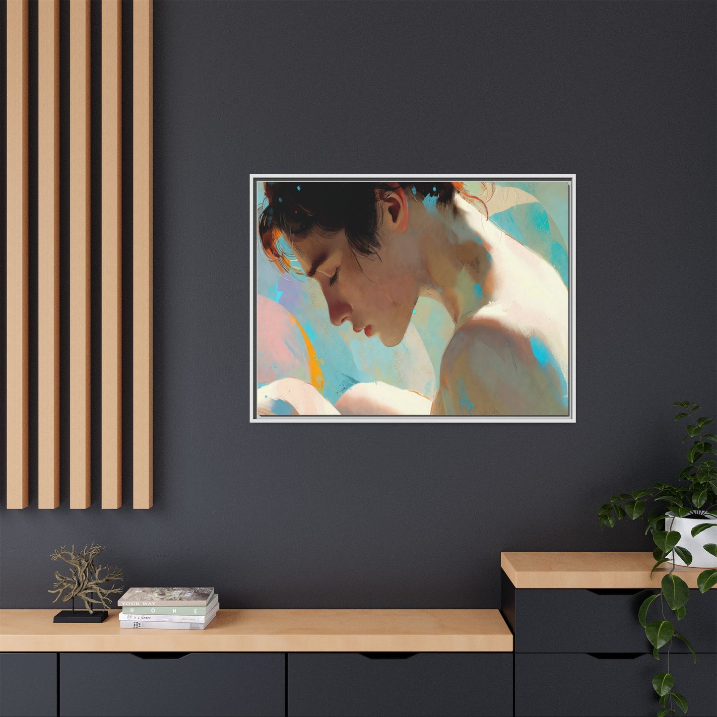 Framed Matte Canvas Print — Dreamy Portrait Art (Multi‑Color)