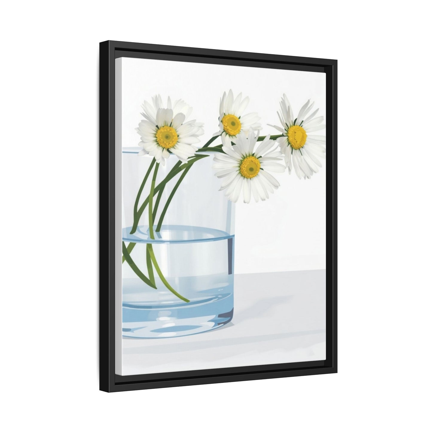 Framed Daisy Canvas Print — Minimal Botanical Wall Art