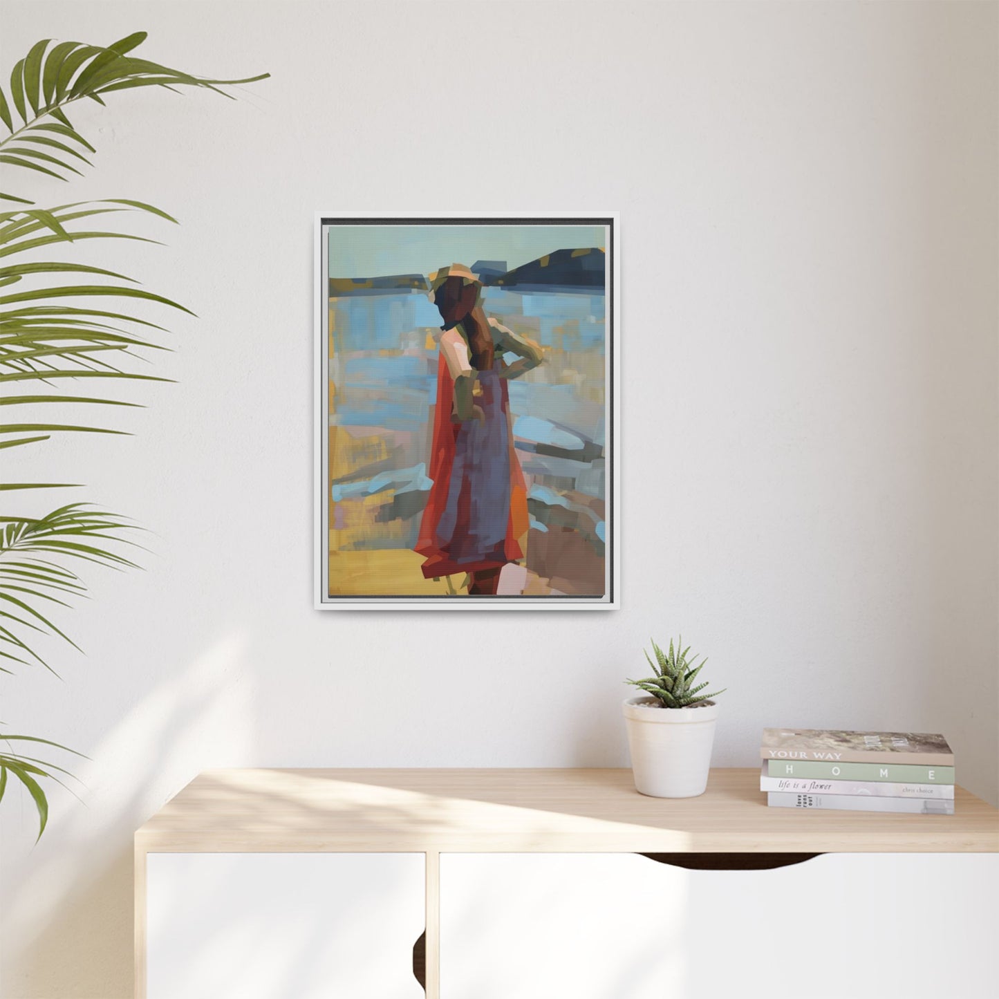 Framed Matte Canvas Print — Coastal Woman Abstract Art