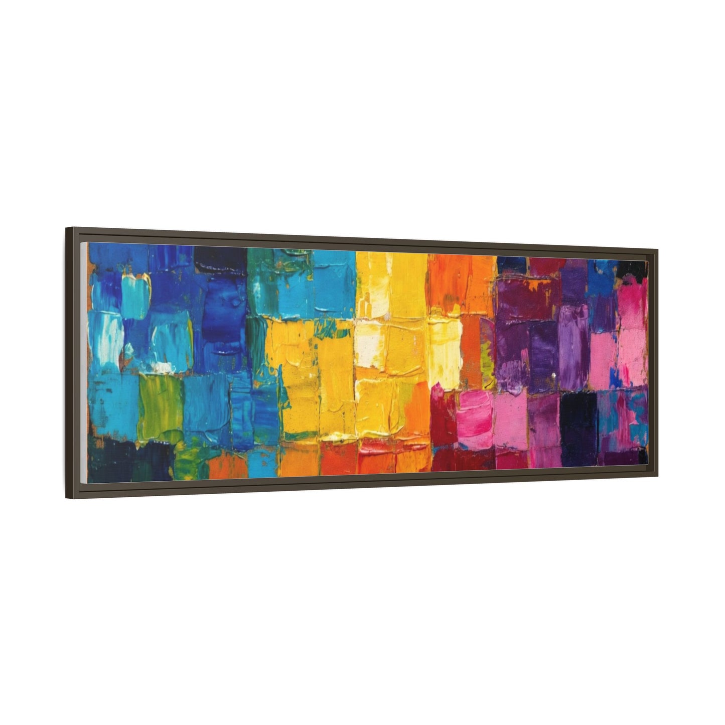 Abstract Rainbow Mosaic Framed Canvas Print — Colorful Modern Wall Art