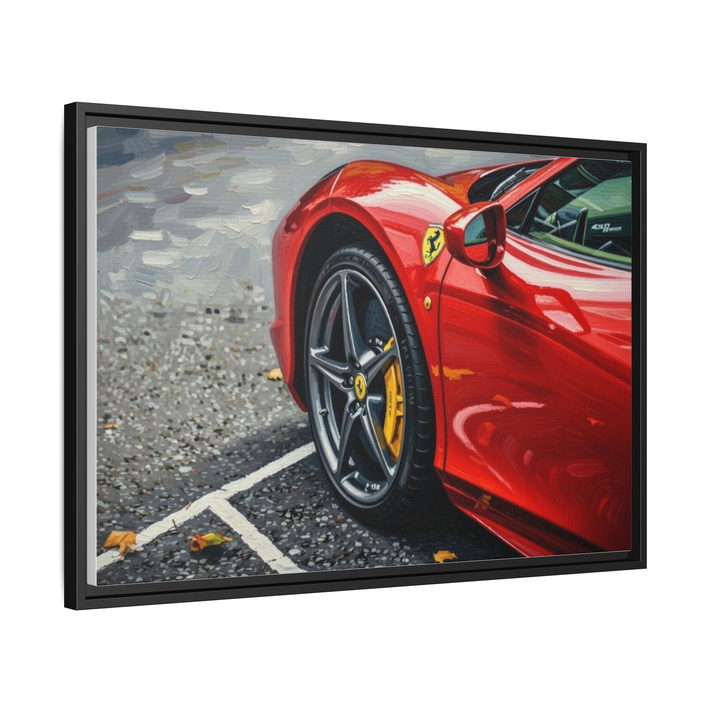 Framed Matte Canvas: Red Sports Car Close-Up Art Print