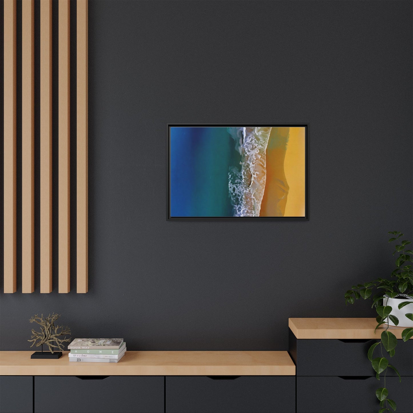Framed Matte Canvas Seascape Print – Coastal Waves Wall Art