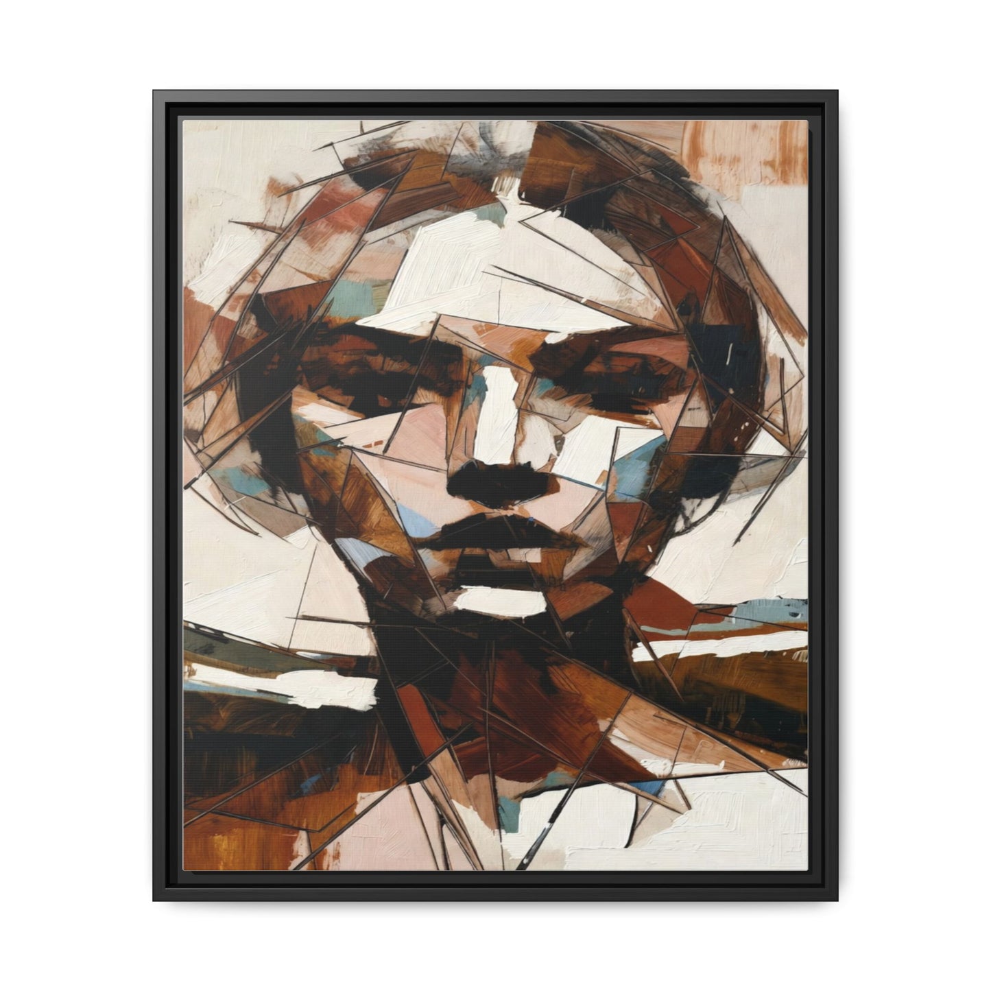 Abstract Woman Portrait Matte Canvas Framed — Geometric Multi-Color Wall Art