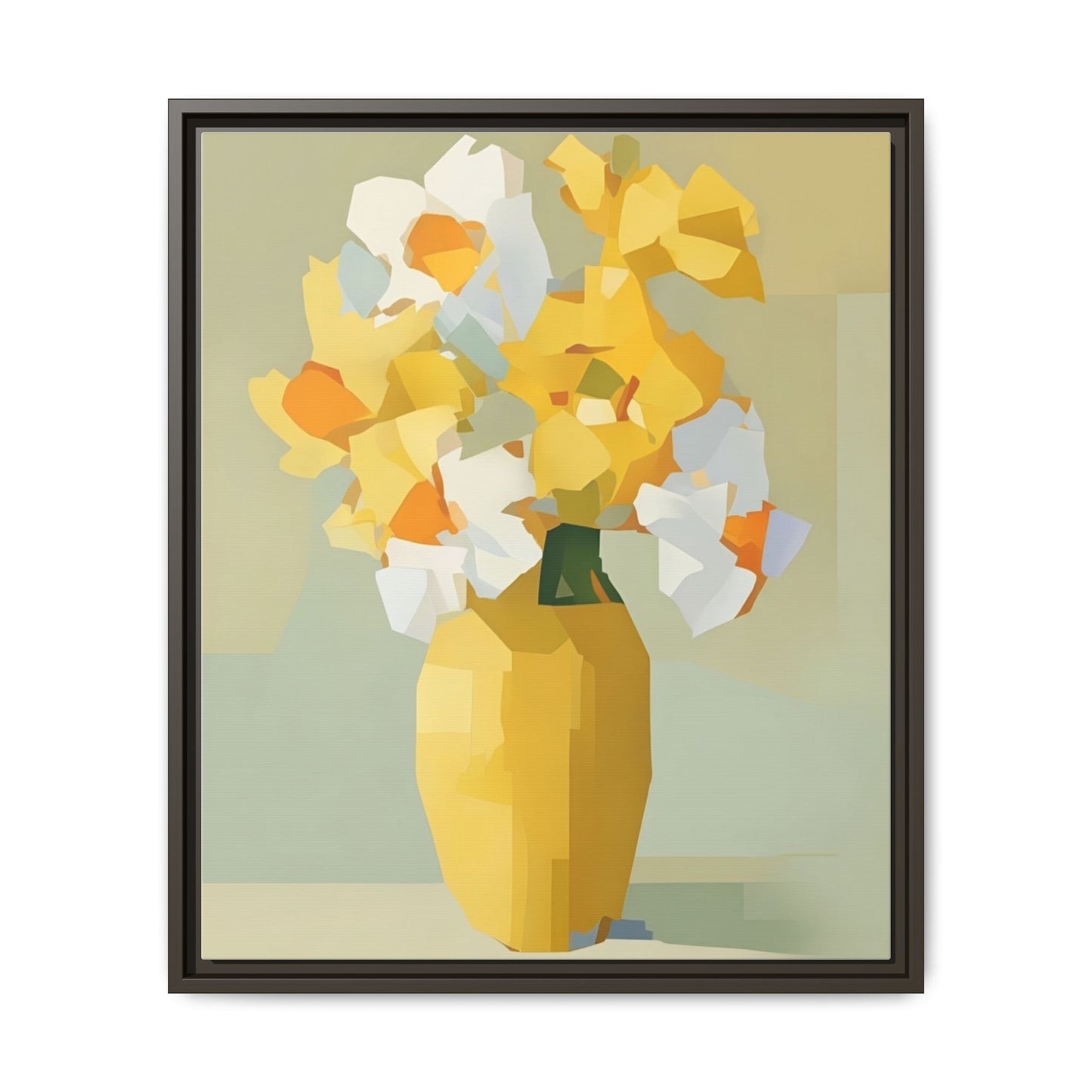 Framed Floral Canvas Print — Yellow Vase Bouquet Wall Art