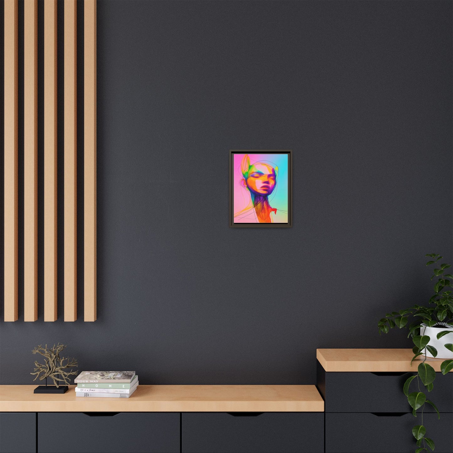 Framed Matte Canvas Art — Vibrant Abstract Portrait Wall Print
