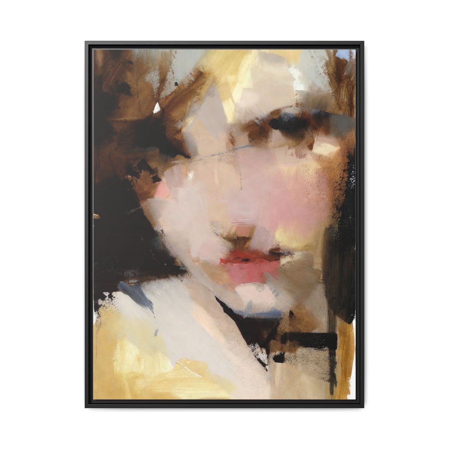 Abstract Portrait Matte Canvas Framed Print — Modern Feminine Wall Art