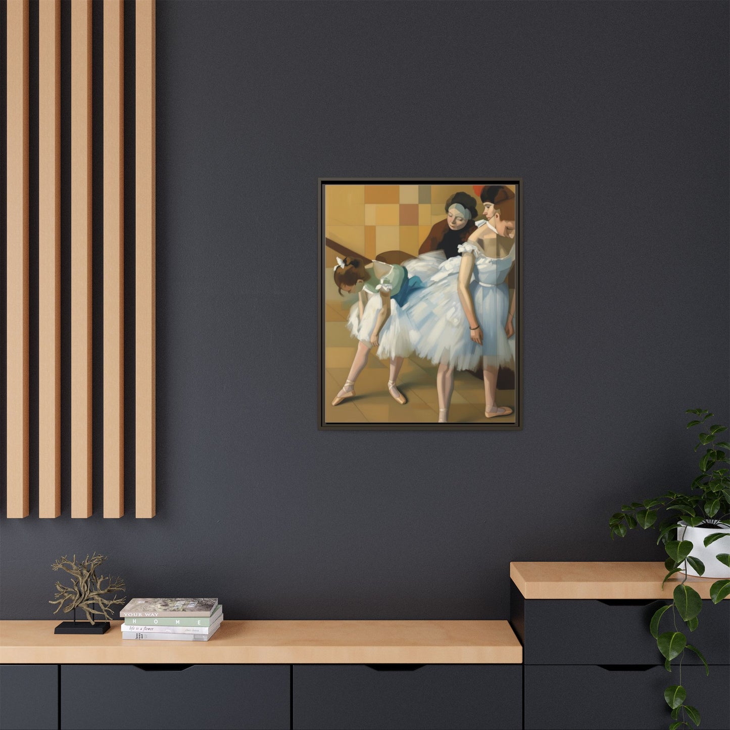 Ballet Dancers Matte Framed Canvas – Impressionist Dance Wall Art