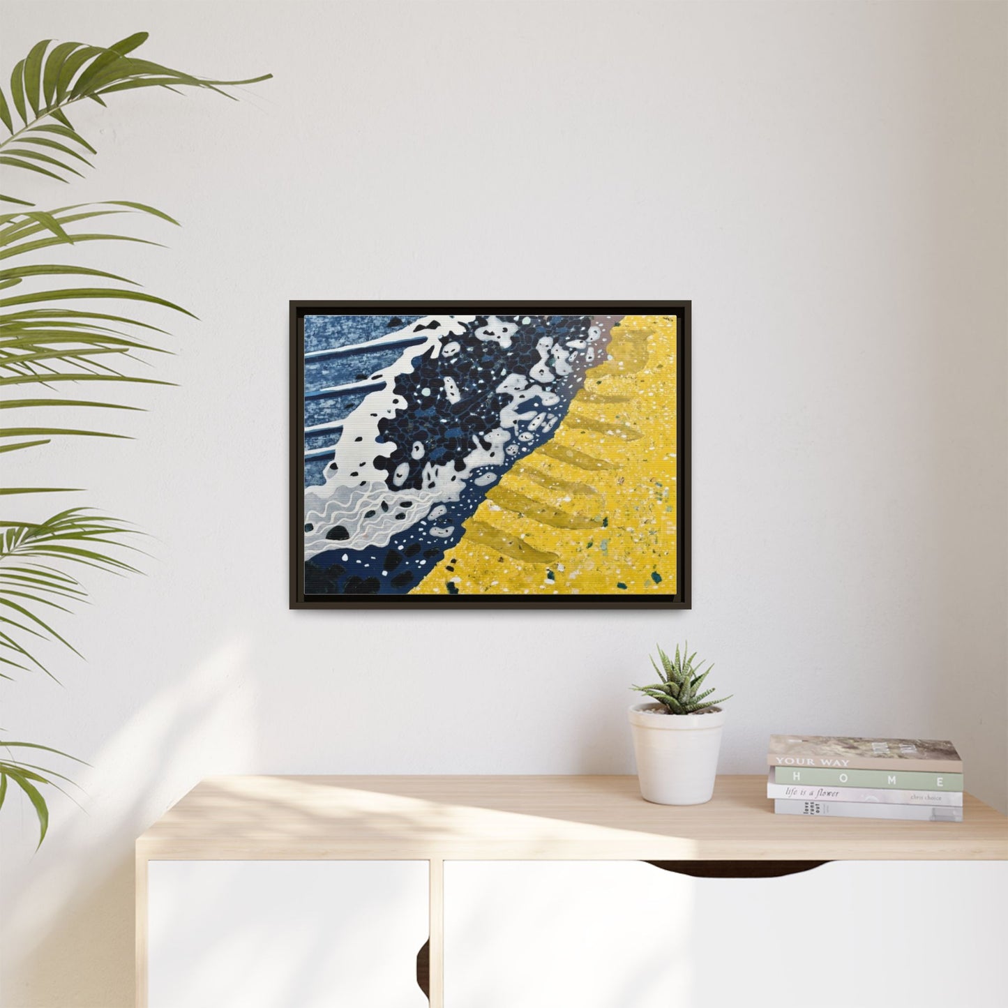 Framed Abstract Ocean & Sand Matte Canvas Print