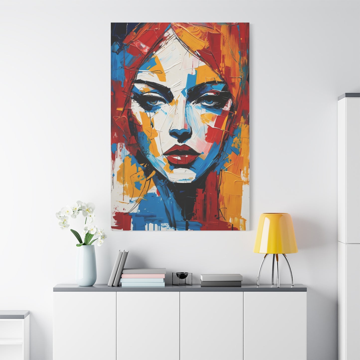 Abstract Portrait Canvas Print — Colorful Modern Woman Wall Art