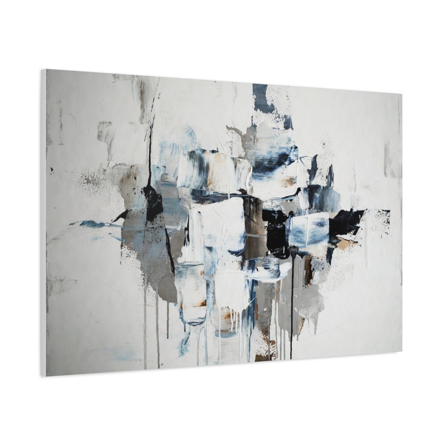 Abstract Blue & Gray Canvas Wall Art — Stretched Matte Canvas