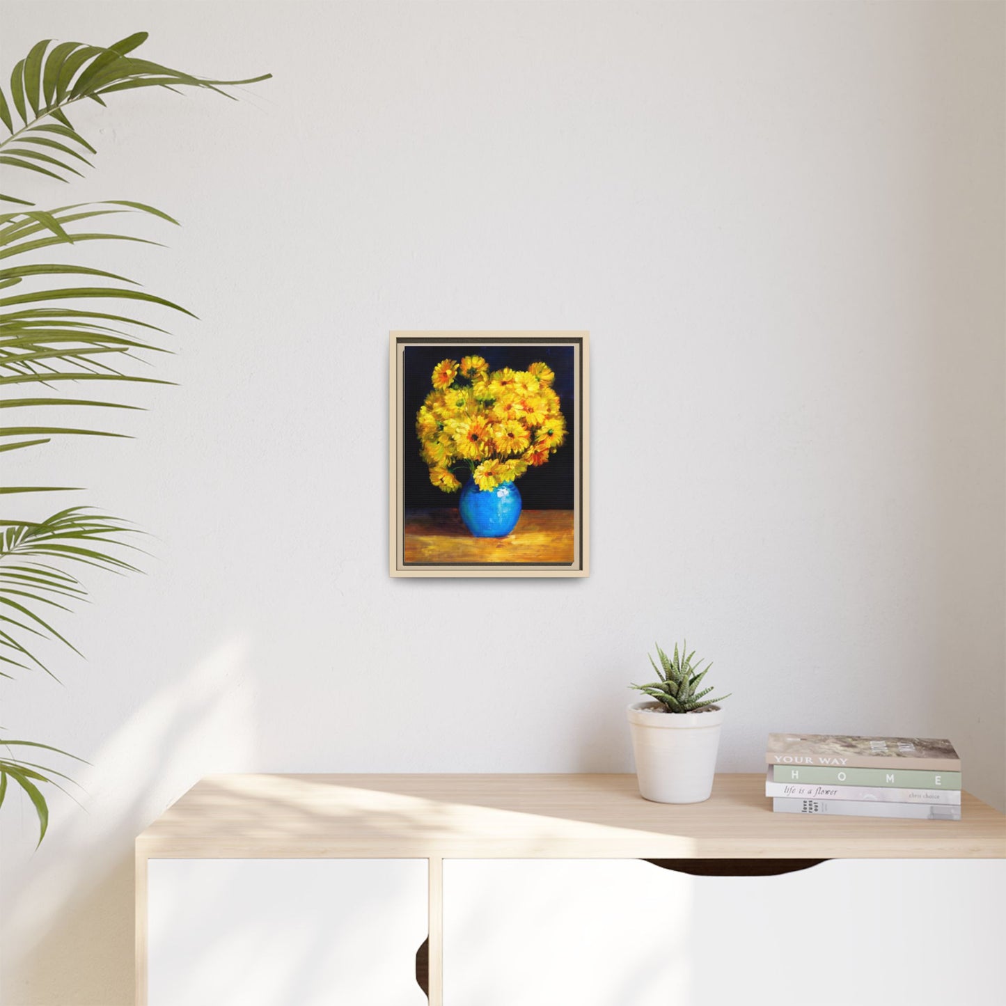Yellow Daisy Bouquet Matte Canvas Framed Wall Art