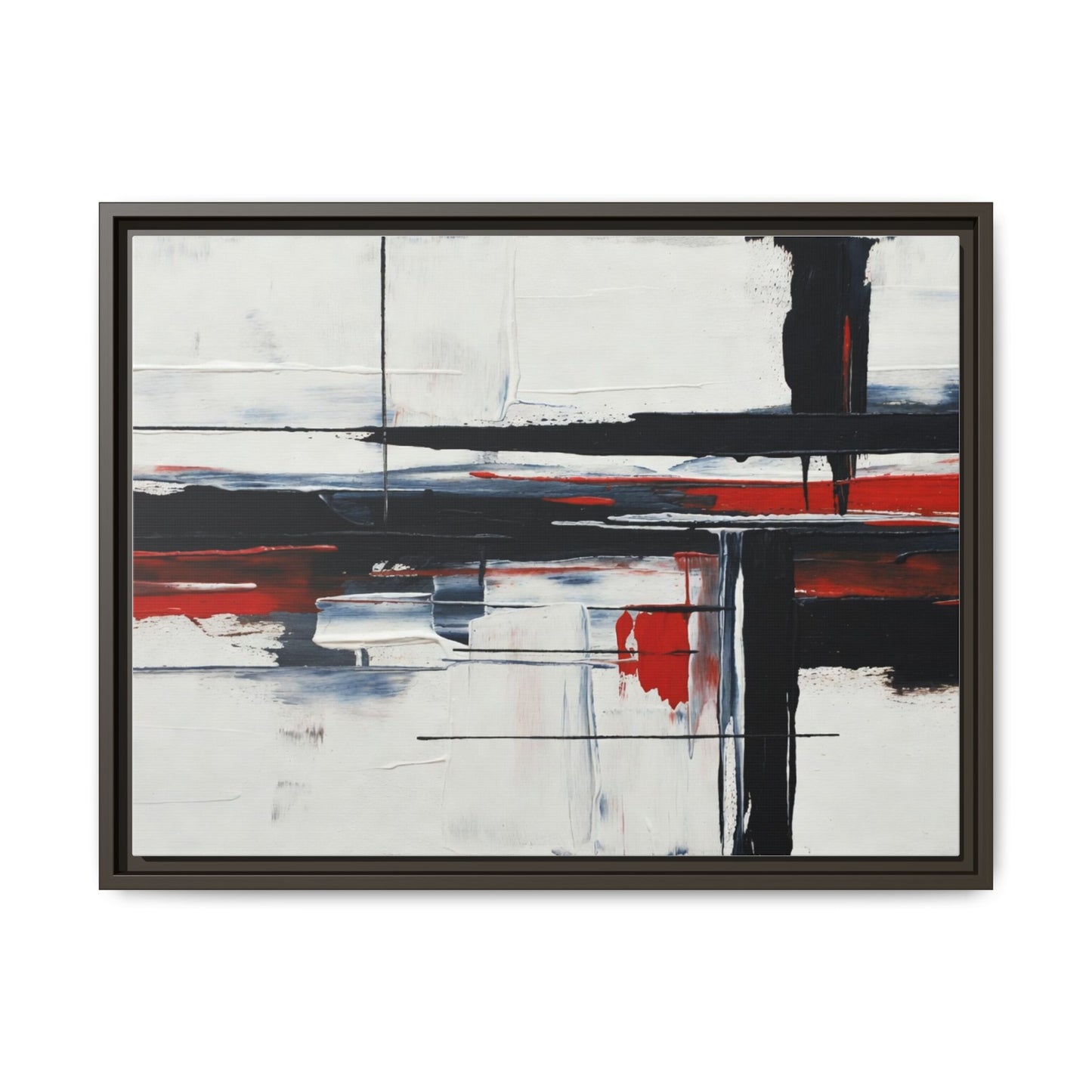 Abstract Red & Black Framed Canvas Art — Modern Matte Wall Painting
