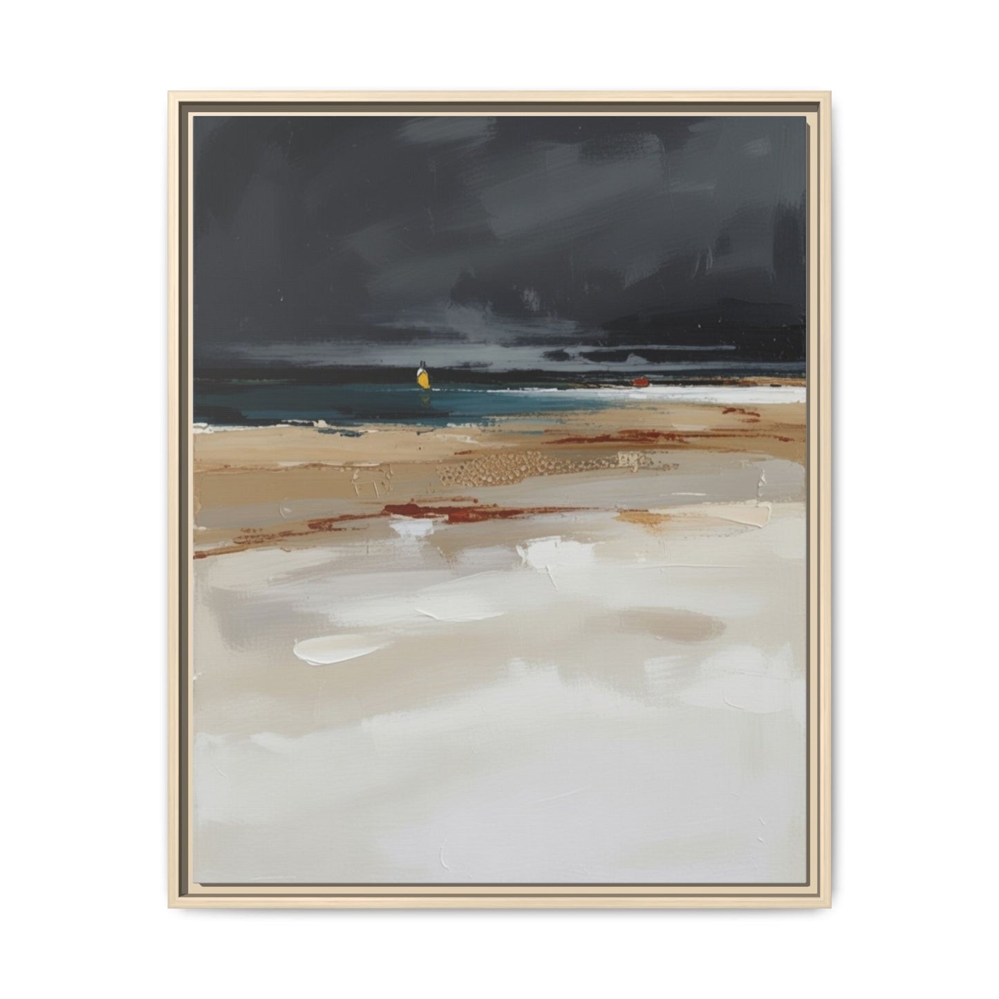 Framed Matte Canvas Beachscape Art Print — Coastal Abstract Wall Decor