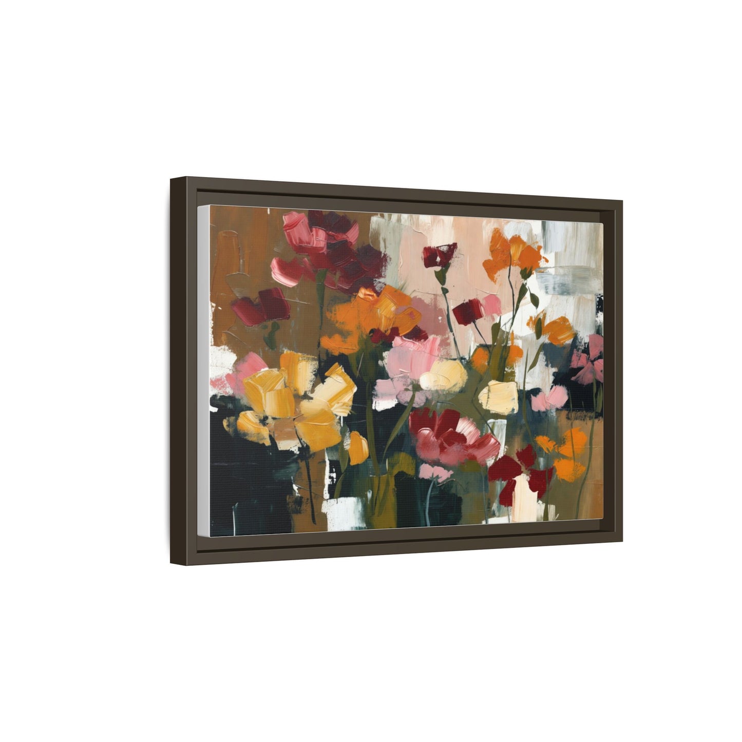 Framed Matte Canvas Floral Abstract Wall Art