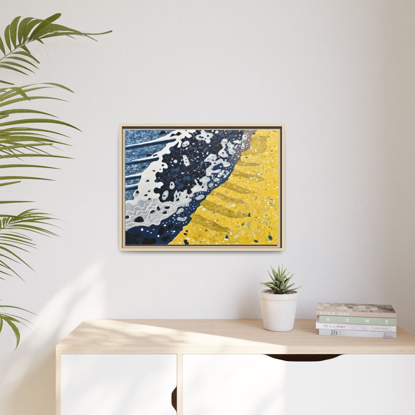 Framed Abstract Ocean & Sand Matte Canvas Print