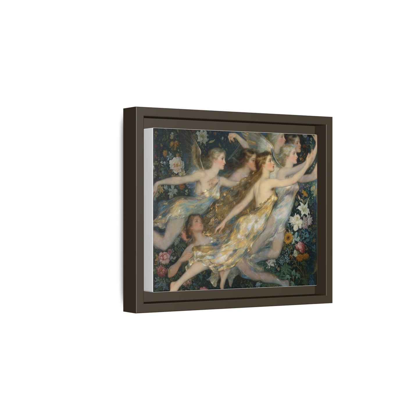 Framed Matte Canvas Wall Art — Vintage Fairies & Floral Painting