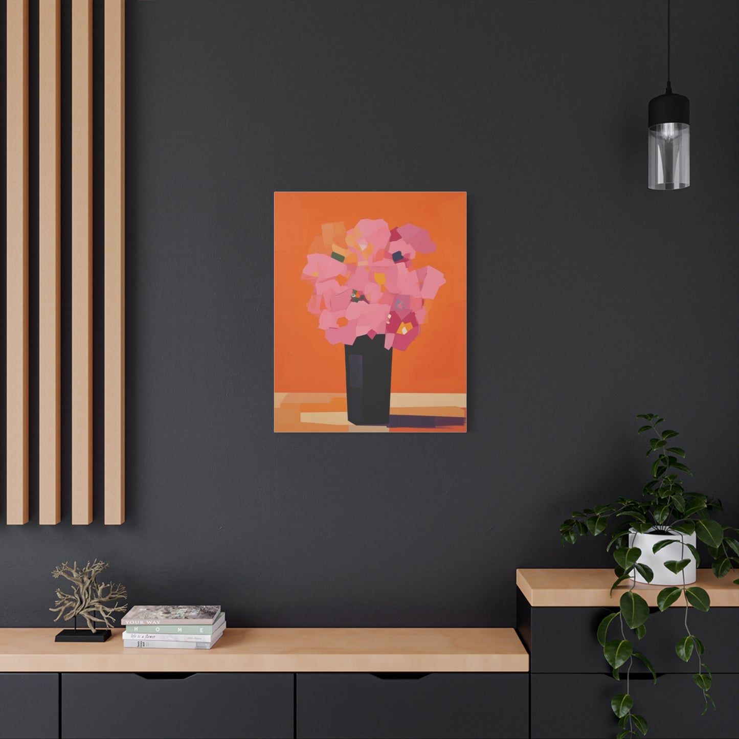 Modern Pink Flowers Canvas Print — Abstract Floral Wall Art