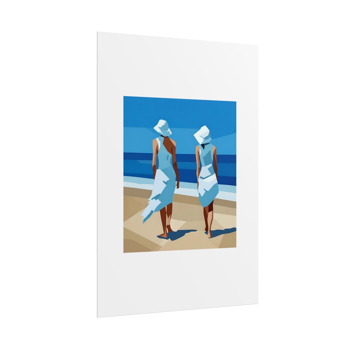 Beach Stroll Art Poster — Minimalist Coastal Print (Rolled Poster)