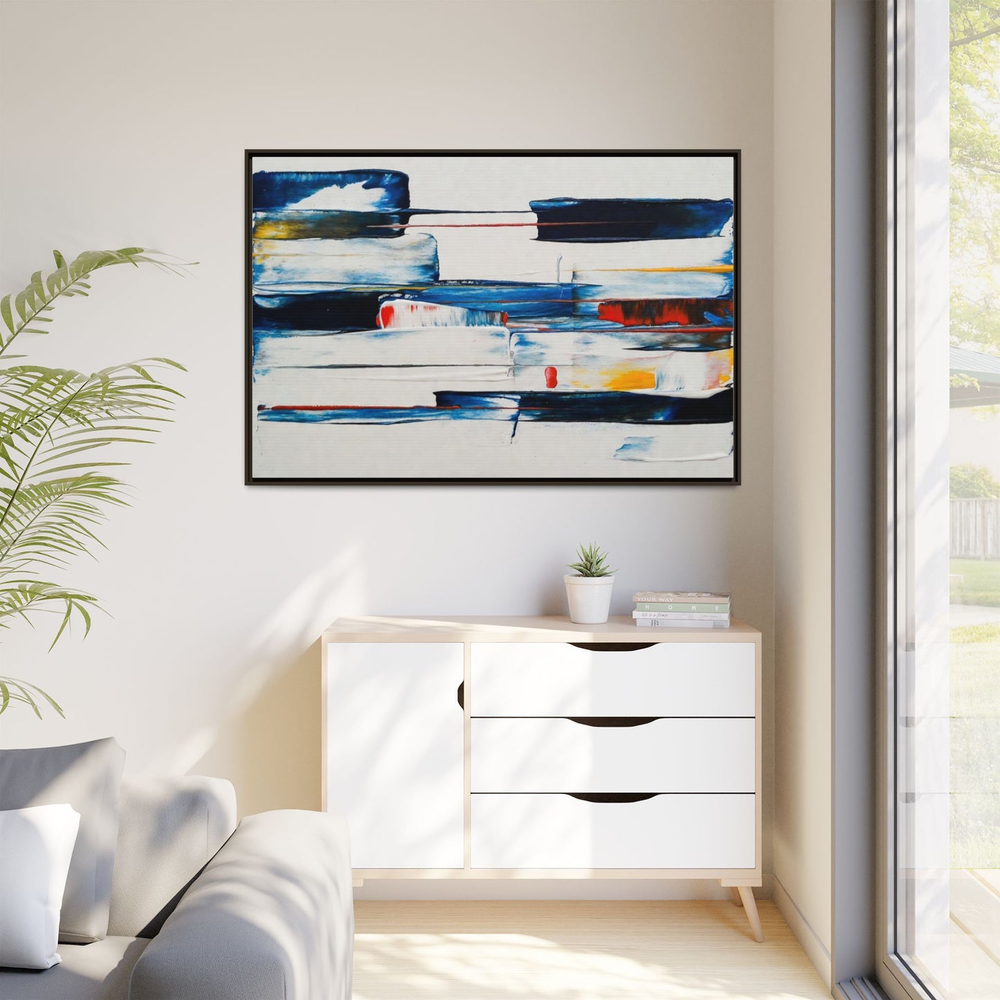 Abstract Coastal Brushstrokes Framed Canvas Print