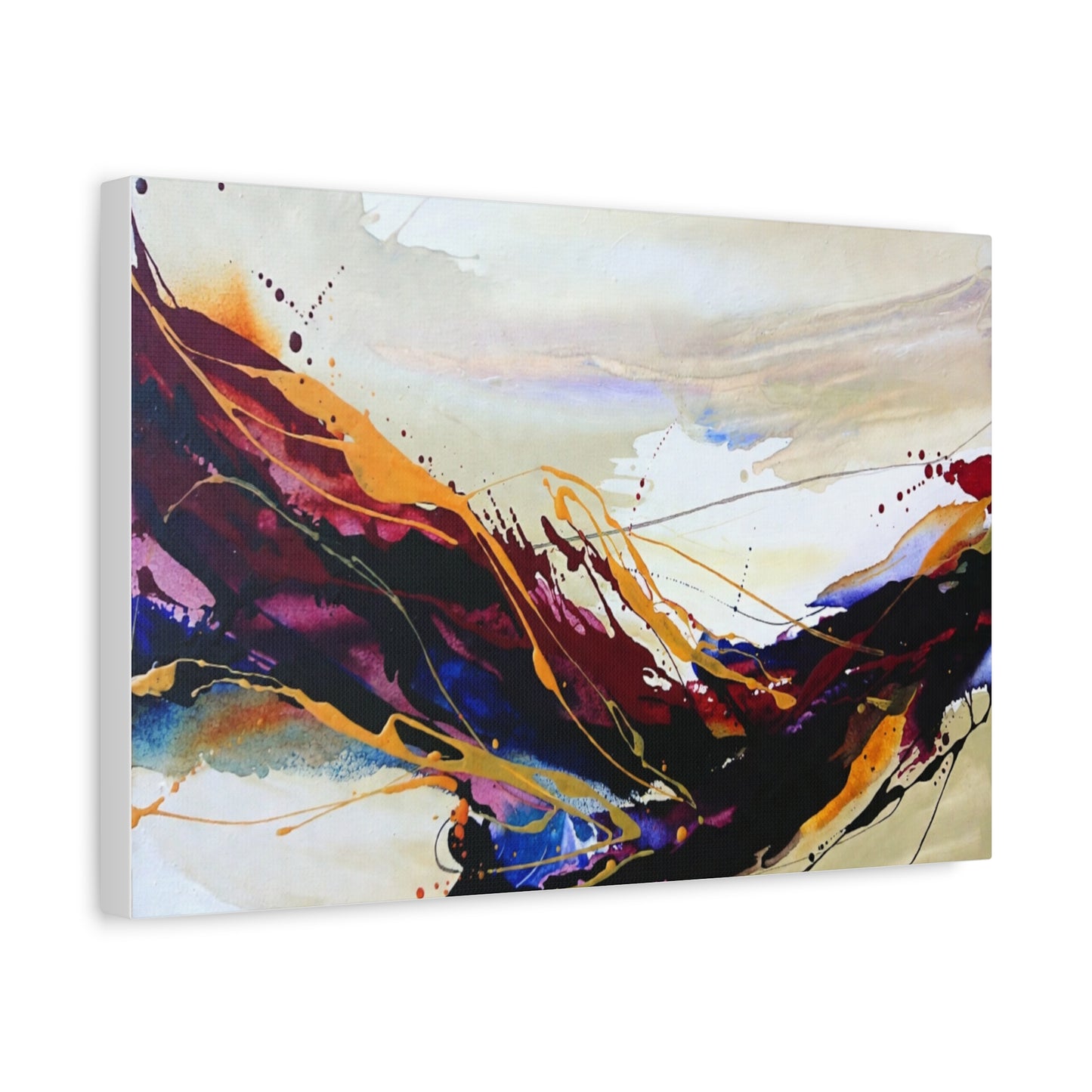 Abstract Color Flow Matte Stretched Canvas – Vibrant Modern Wall Art