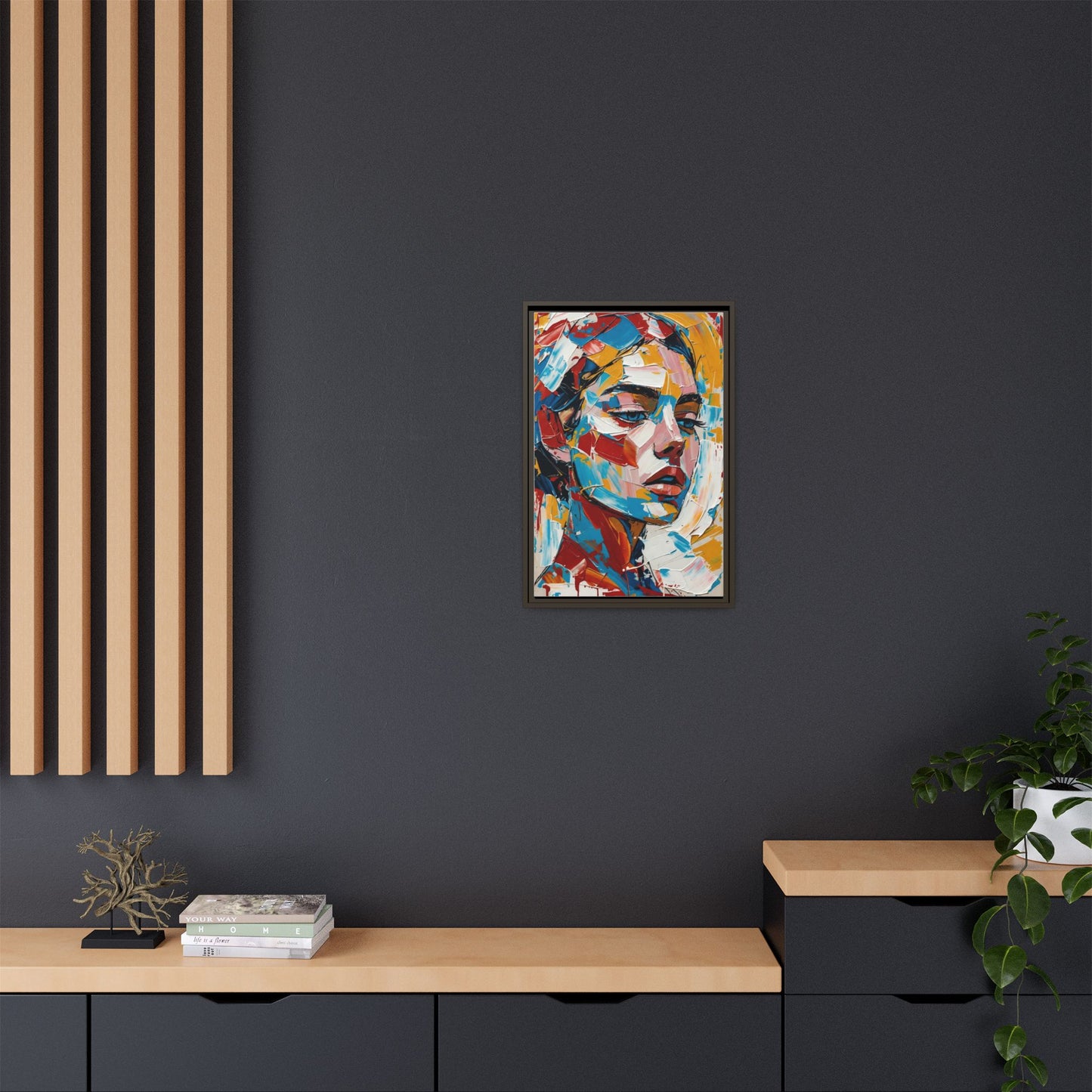Colorful Abstract Portrait Framed Canvas Print