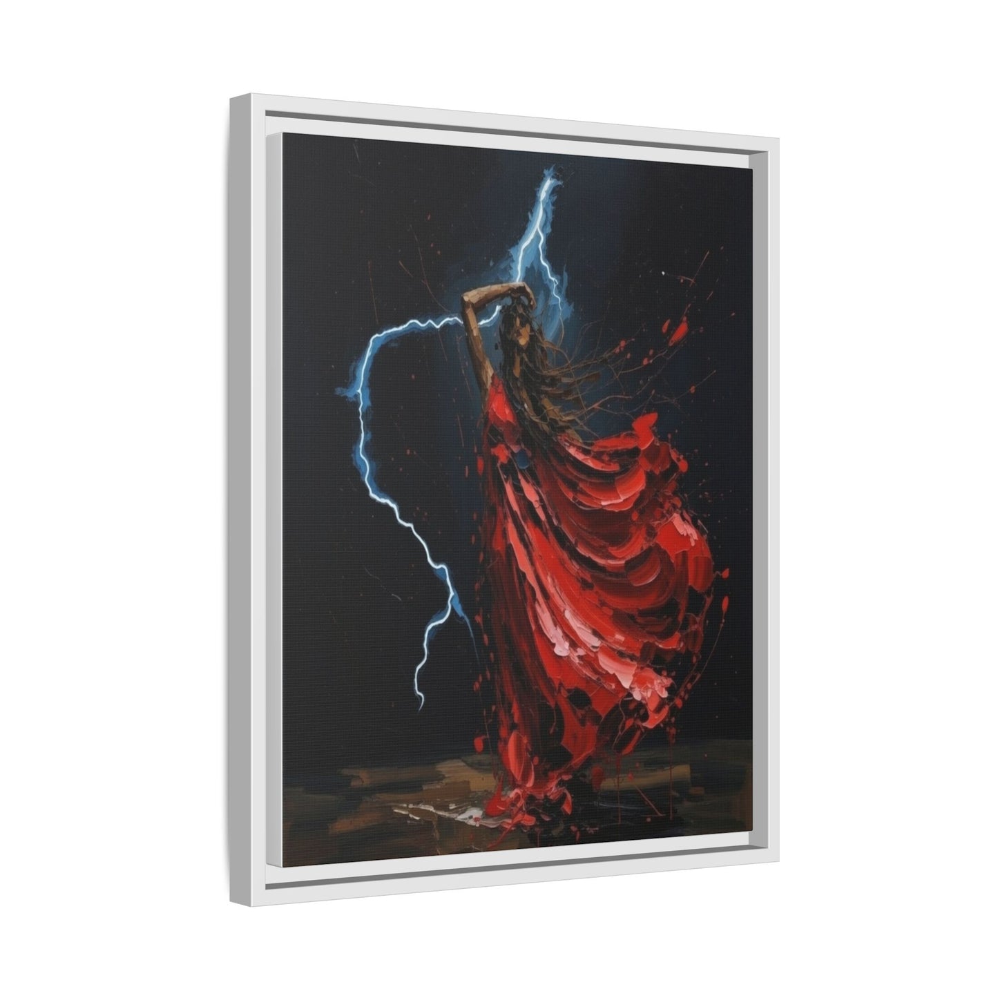 Framed Matte Canvas Print — Red Dancer Lightning Art