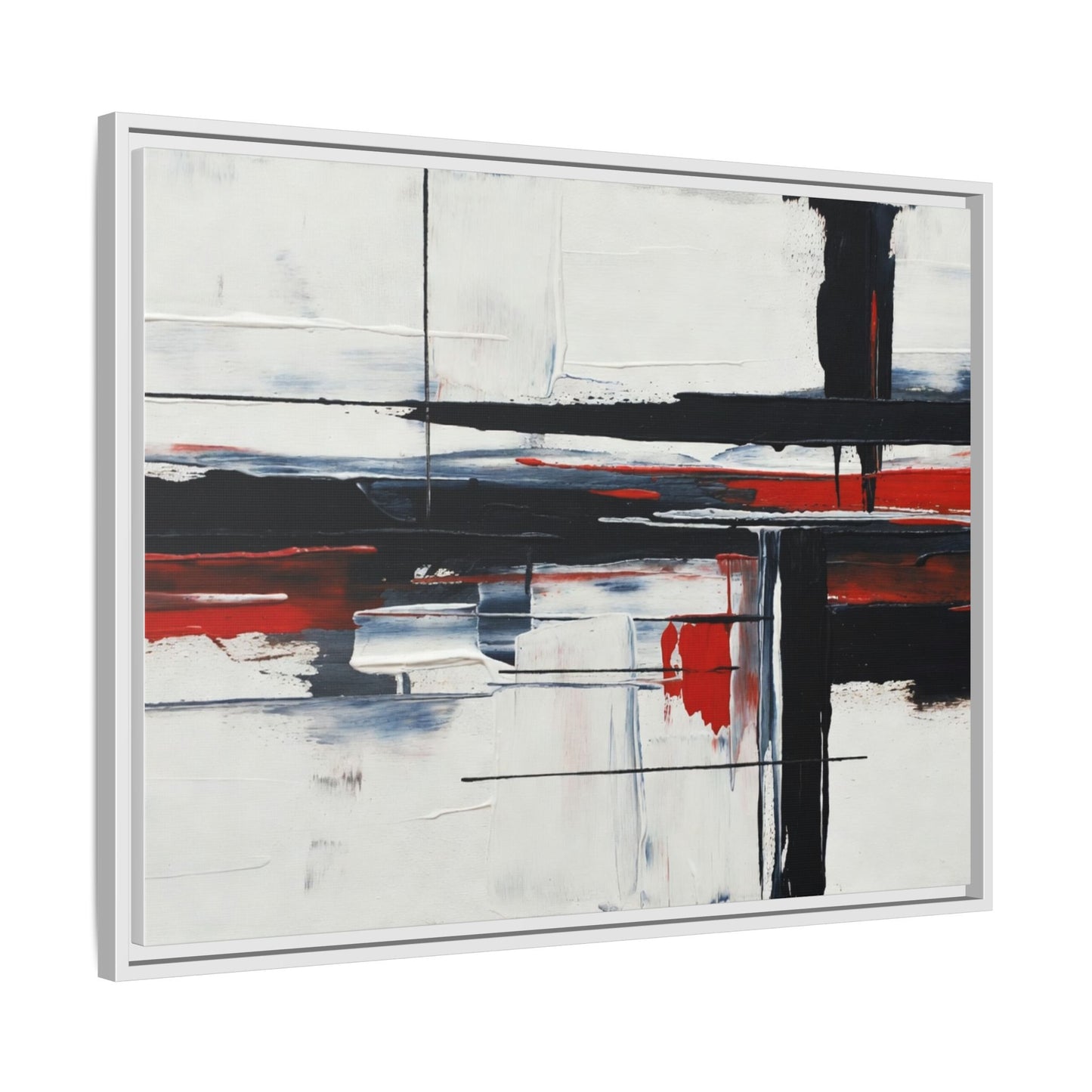 Abstract Red & Black Framed Canvas Art — Modern Matte Wall Painting