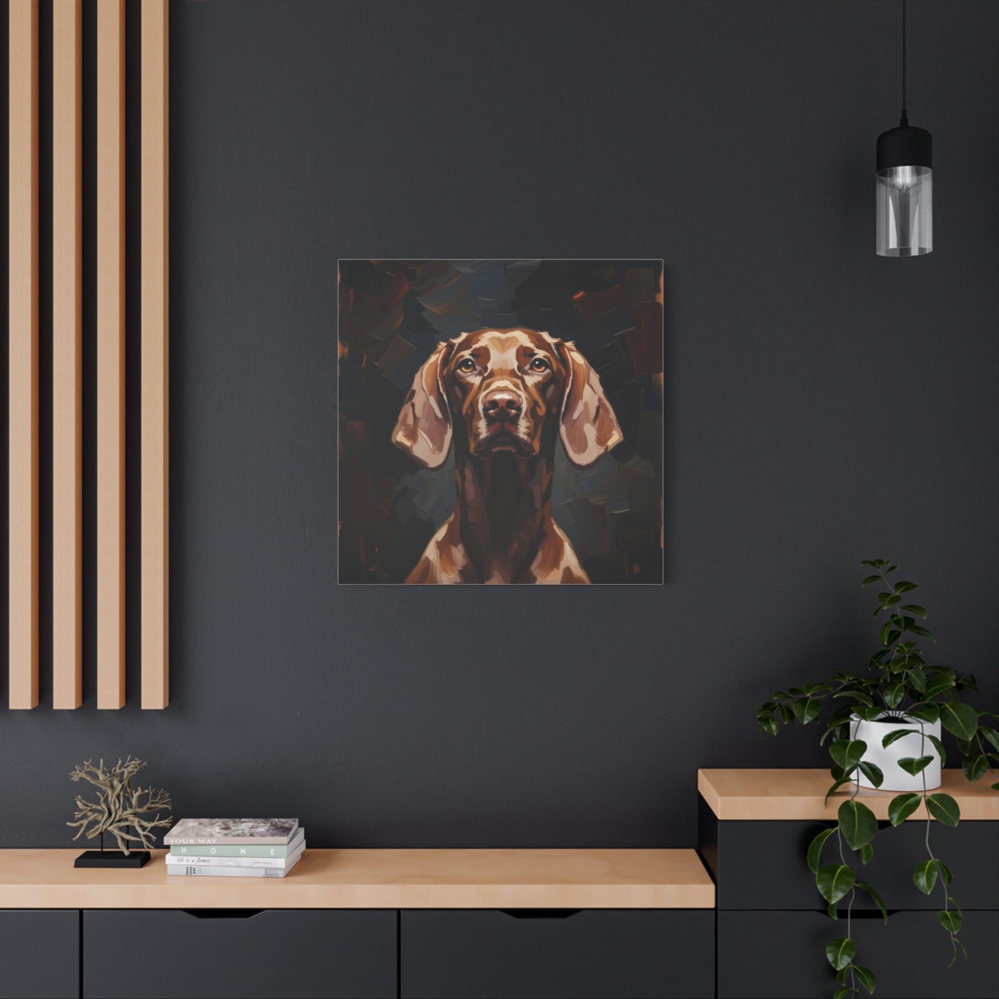 Chocolate Vizsla Canvas Wall Art — Matte Stretched Dog Portrait