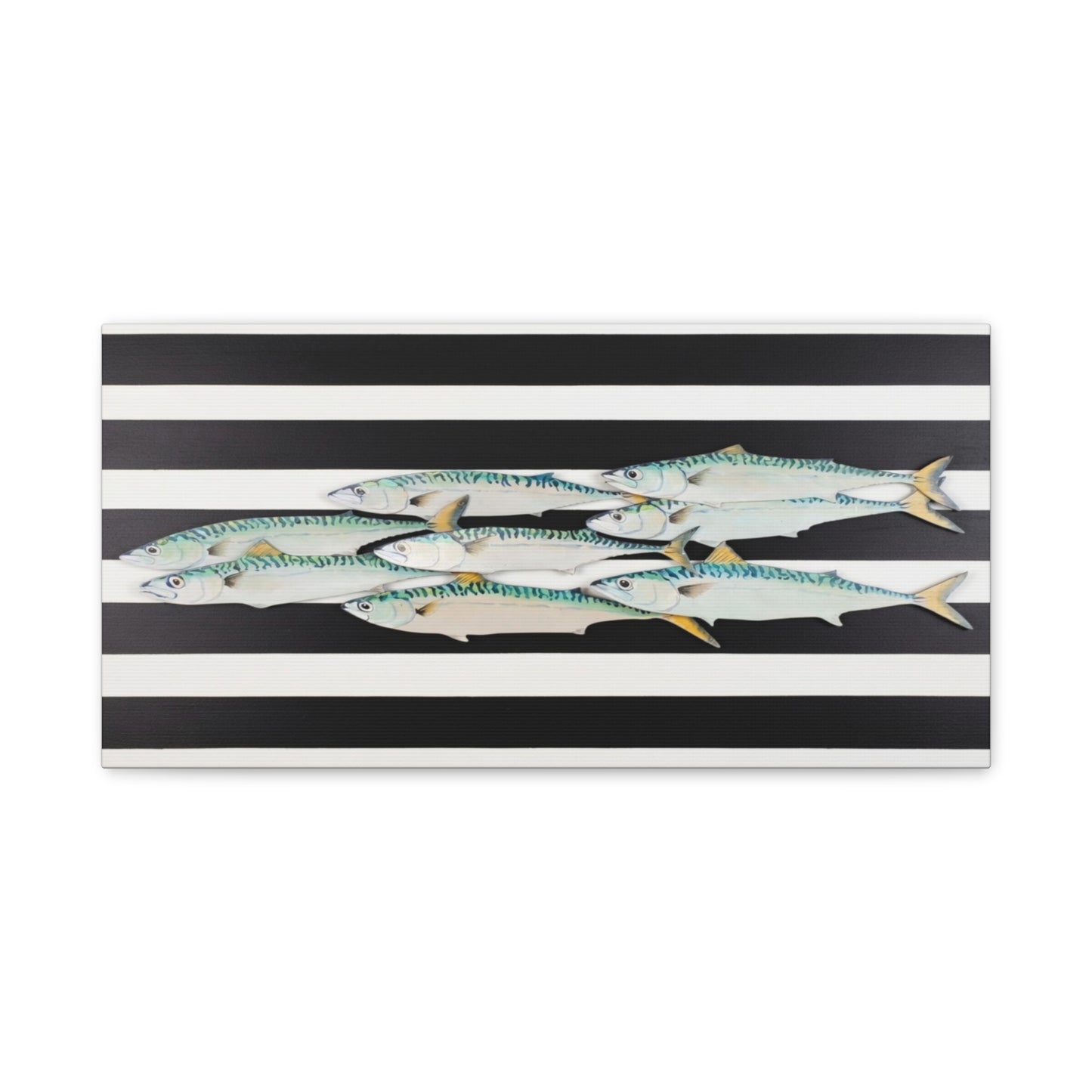 Striped Mackerel School Matte Canvas Print