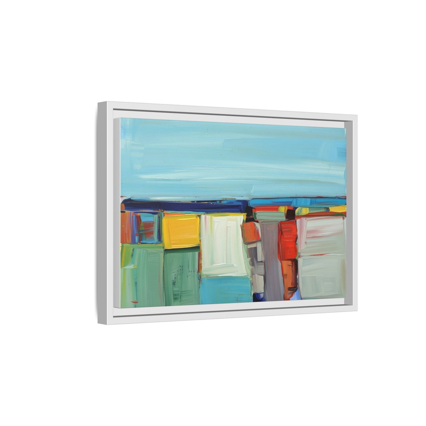 Abstract Coastal Blocks Matte Canvas Print (Framed)