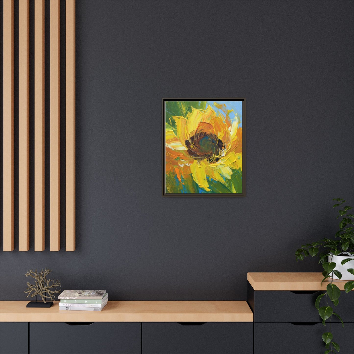 Framed Sunflower Abstract Matte Canvas Print