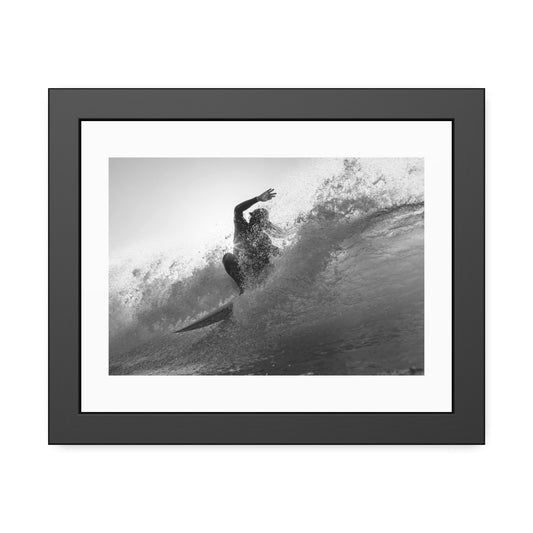 smashing a wave at Lobitos by Henry Espinoza Panta Framed Wall Art Poster