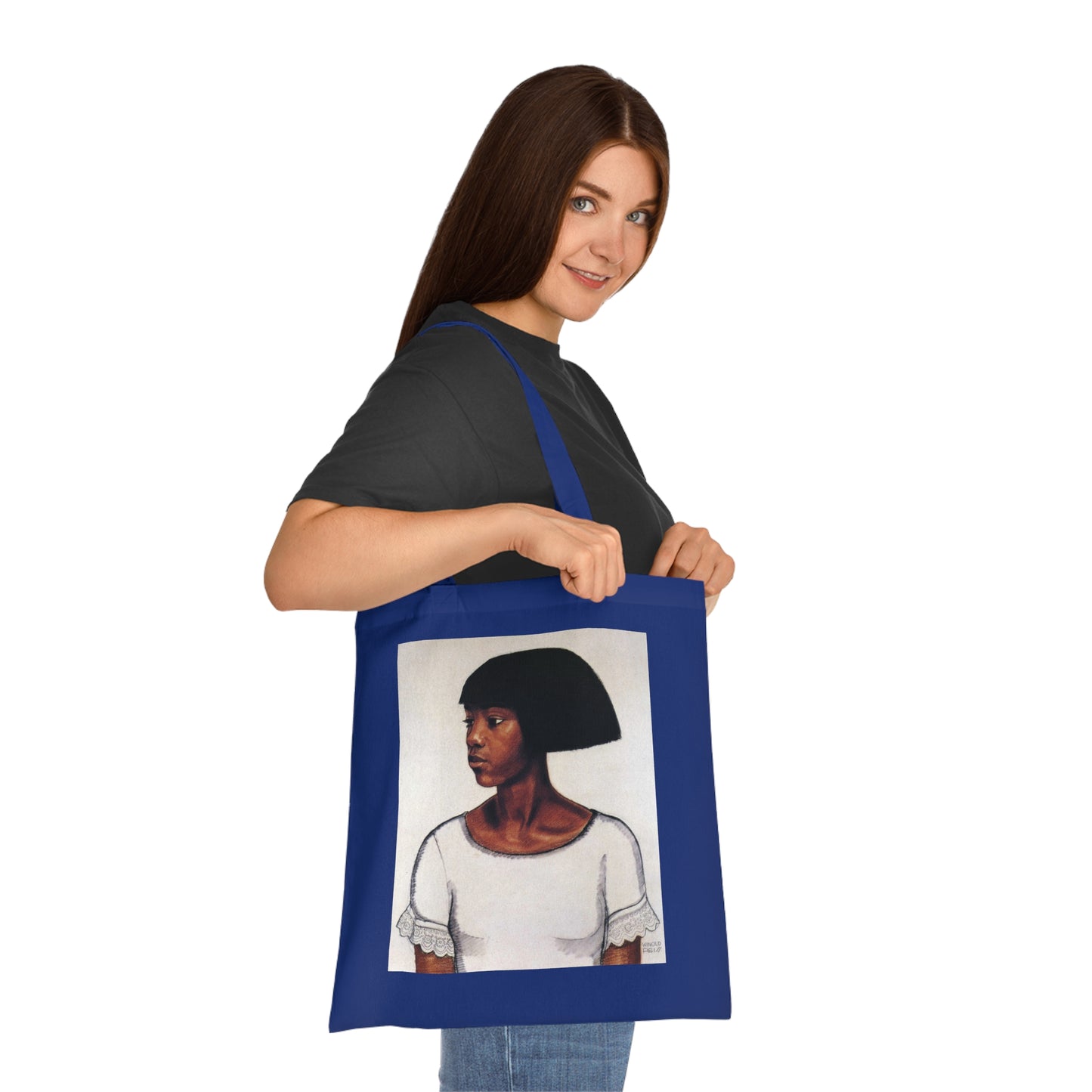 Portrait Cotton Tote Bag — Artistic Black Woman Illustration