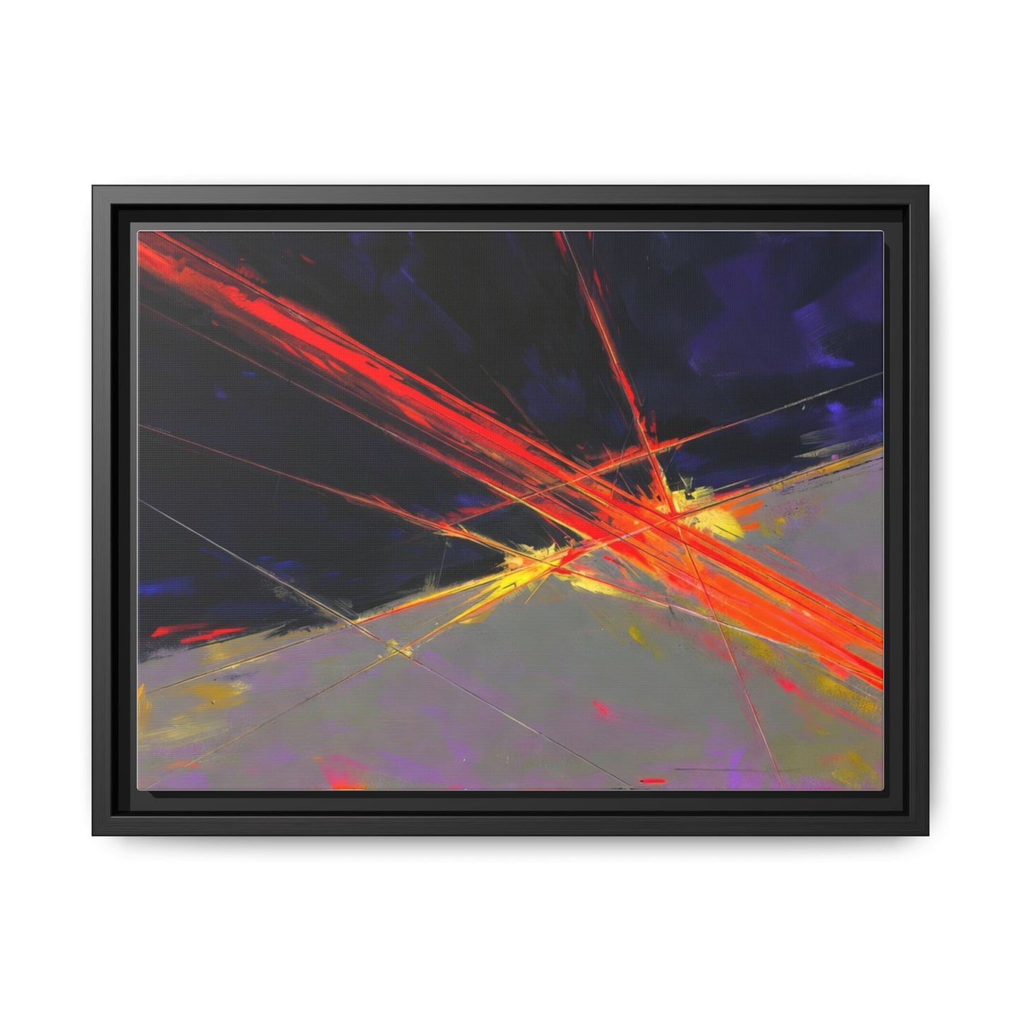 Abstract Red Streaks Framed Matte Canvas Art — Modern Multi‑Color Wall Decor