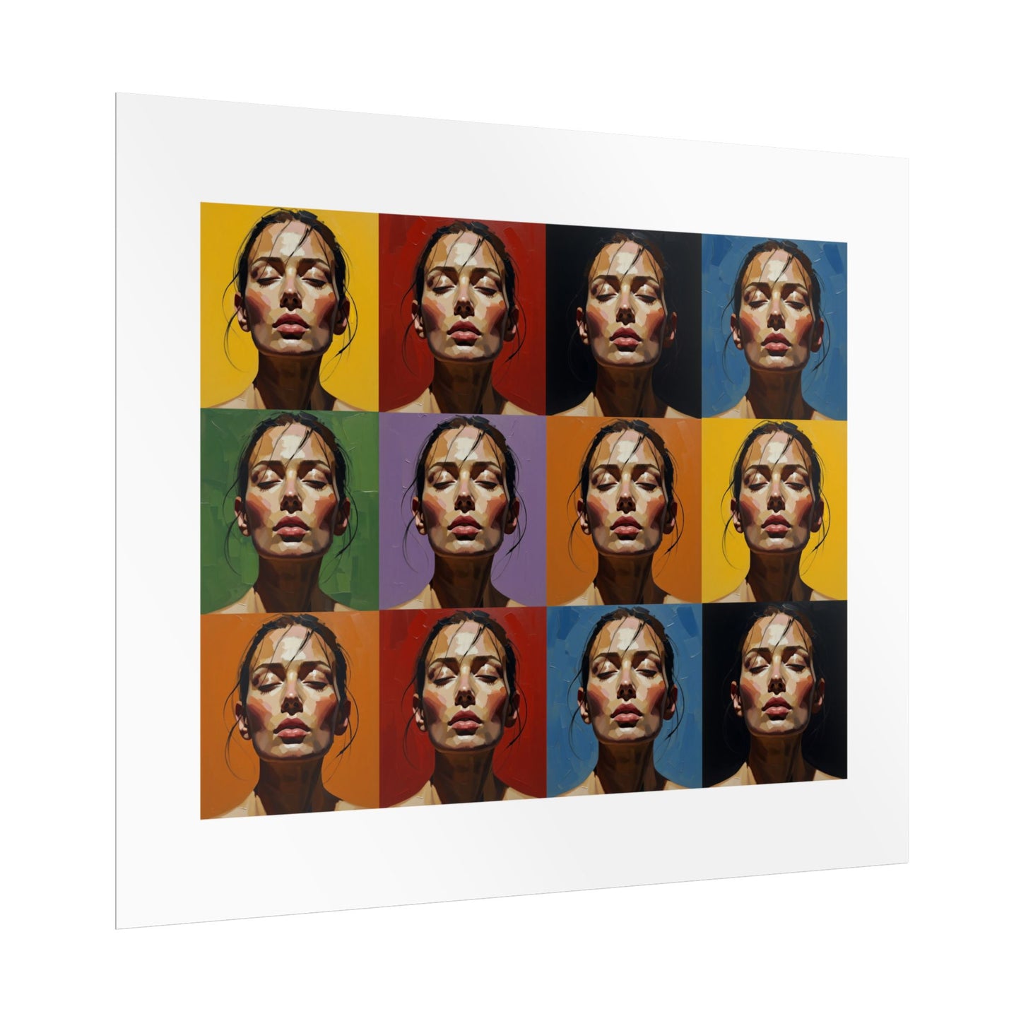 Rolled Poster — Pop Art Portrait Wall Print (Color Grid, 12-Panel)
