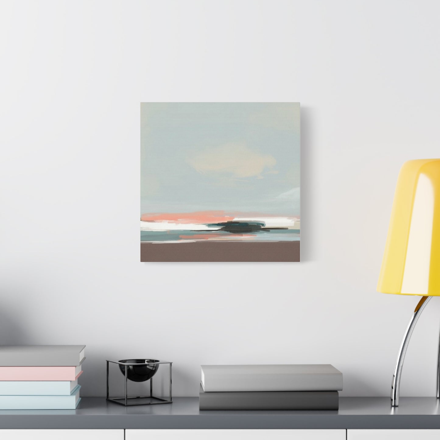 Coastal Abstract Canvas Art – Soft Pastel Seascape Matte Stretched Canvas
