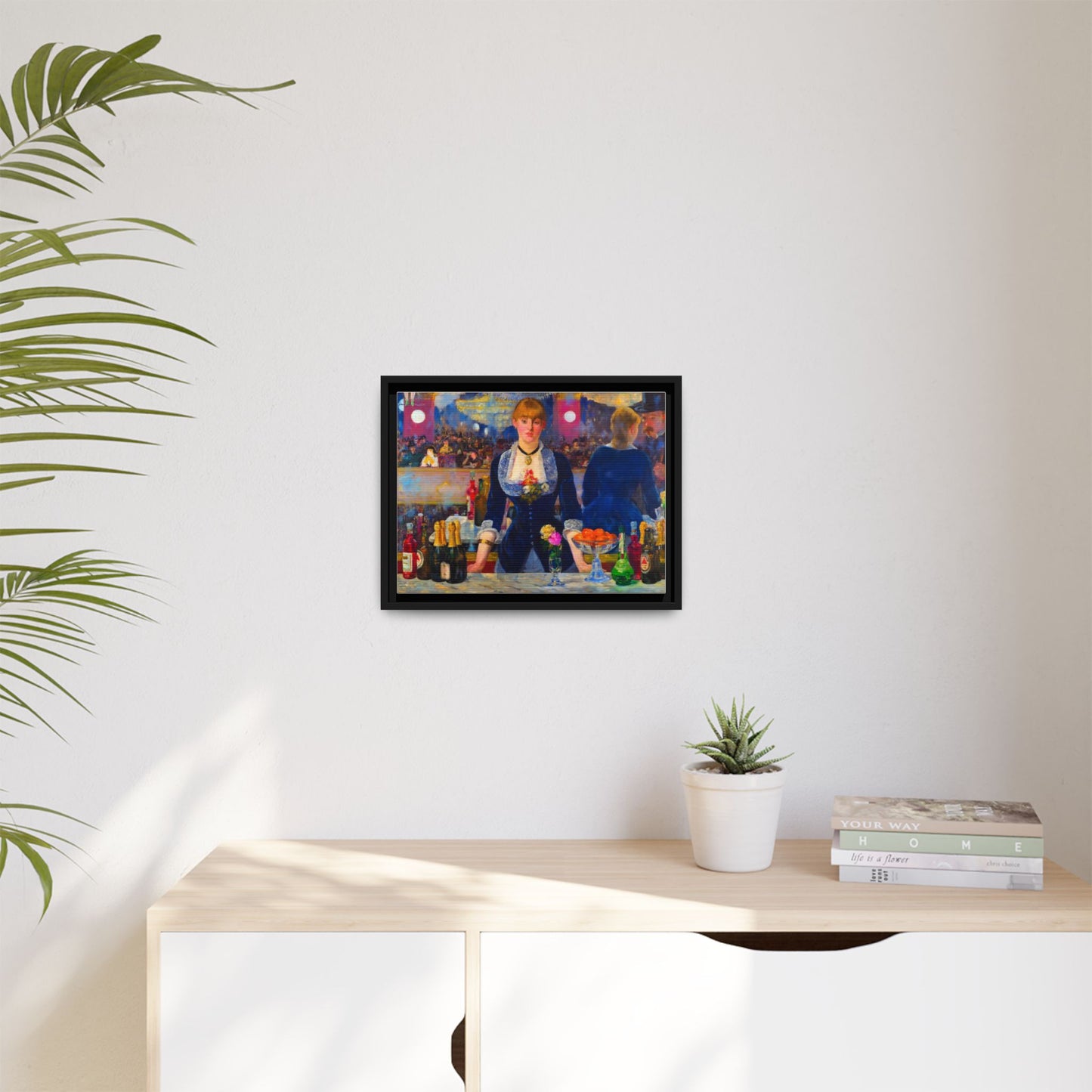 Framed Matte Canvas Print — Vintage Parisian Bar Scene